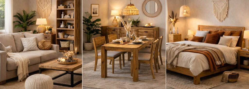 Einrichten im Boho Style. Boho Chic mit Massivholzmöbeln von Massivart realisieren.