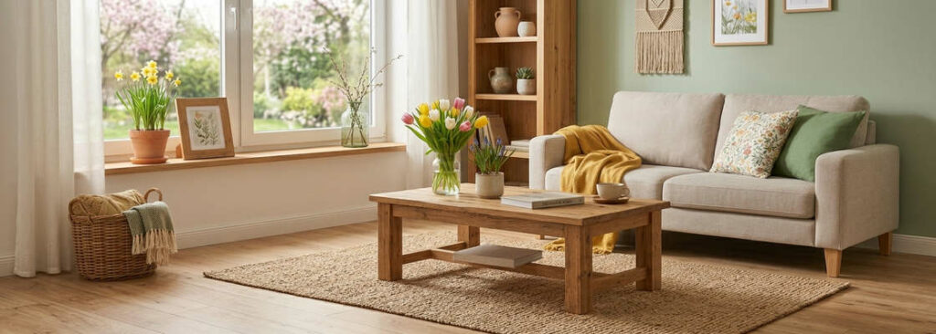 Frühlingshafte Wohnideen mit Massivholz: massivArt erklärt, wie Sie Ihr Wohnzimmer einfach umstylen.