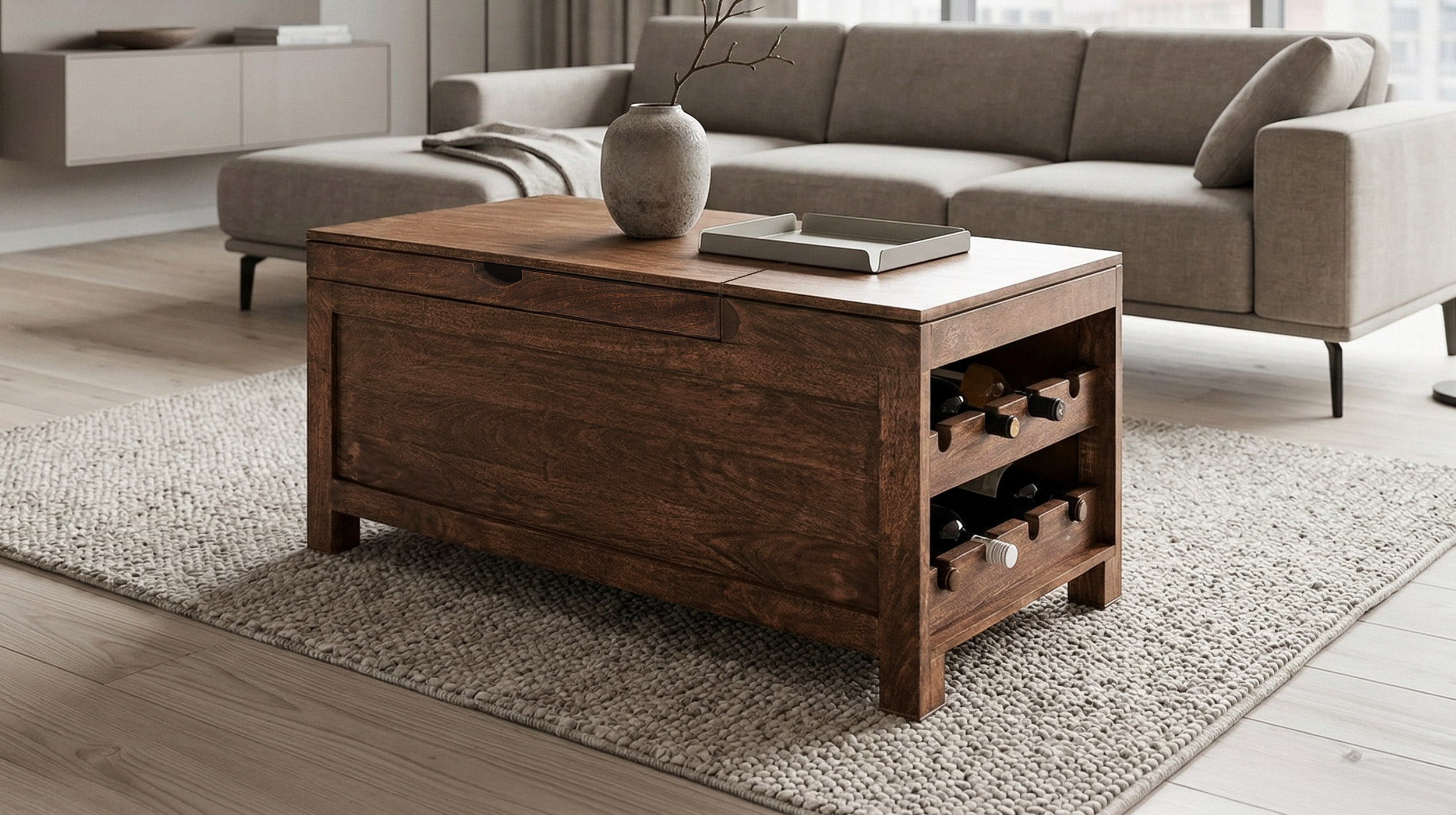 Couchtisch Mango massiv gebeizt 110 cm - montiert - MANGALA