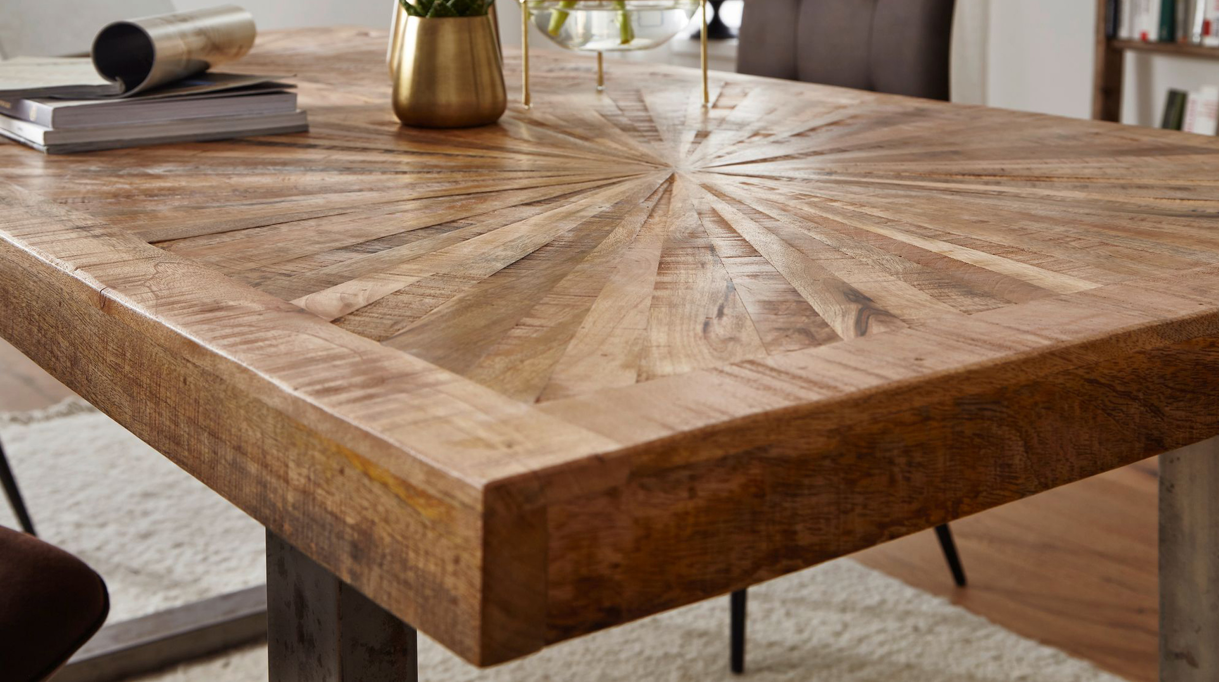 Esstisch massives Mango-Holz lackiert 180 x 90 cm - MARETH