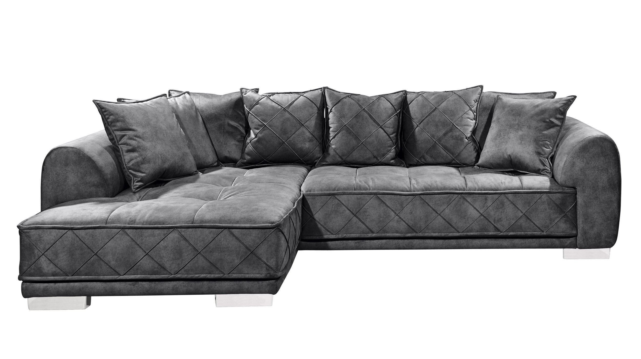 Ecksofa anthrazit 319 x 194 cm mit Kissen - SENTINA