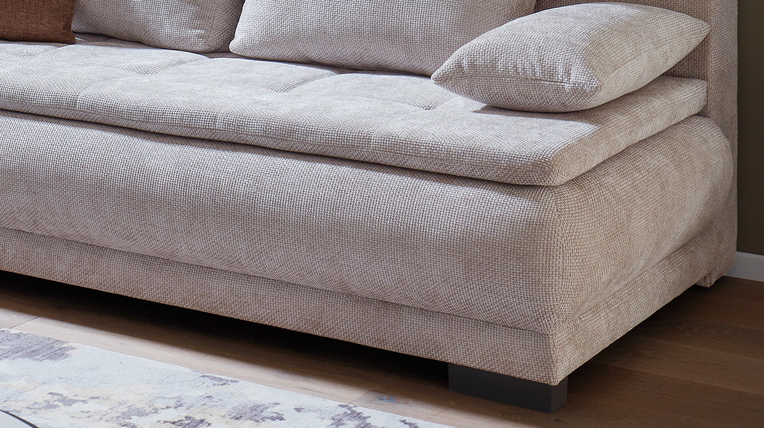 Schlafsofa grau mit Bettkasten Federkern 212 cm - LIAM
