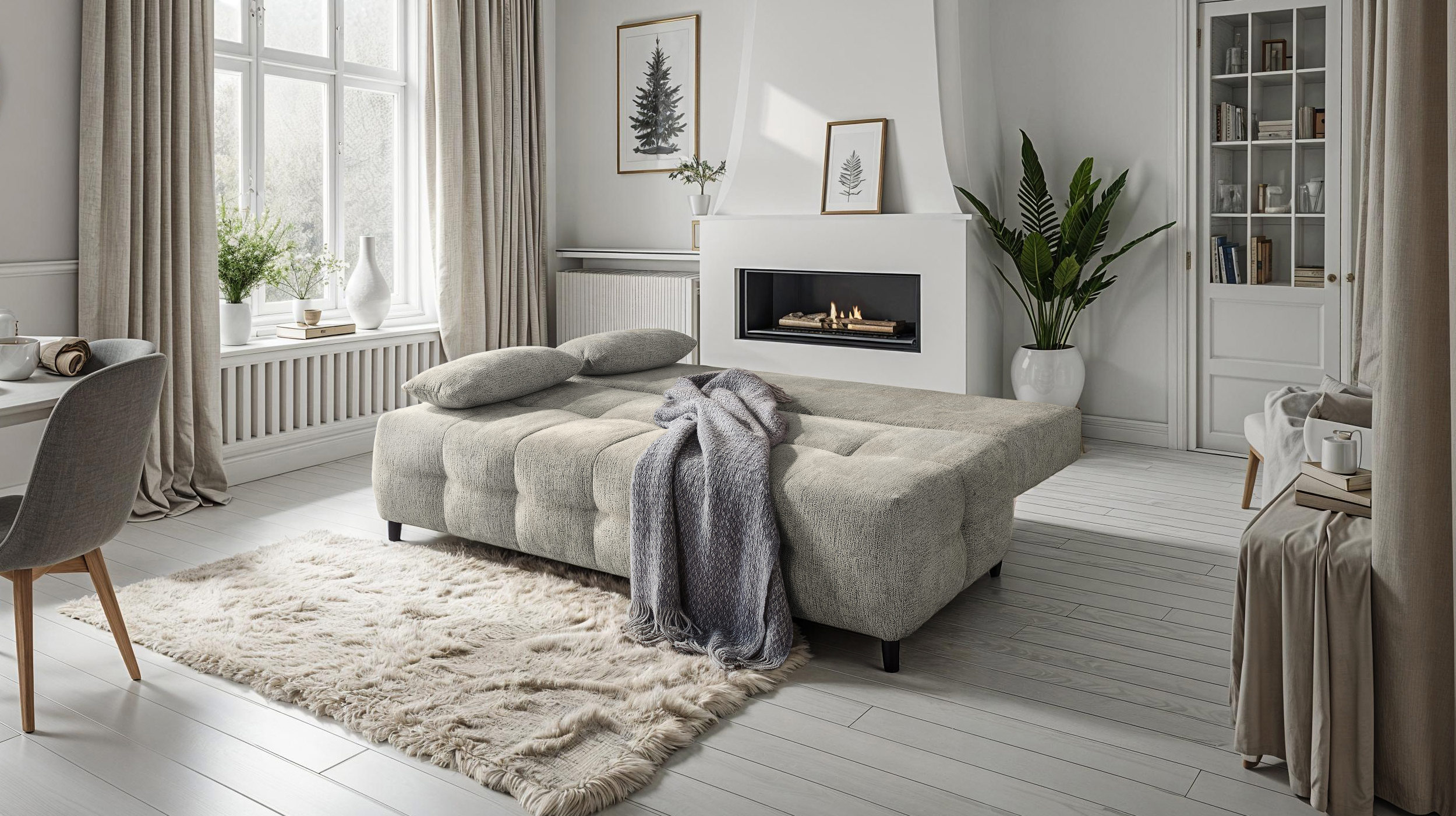 Schlafsofa grau mit Bettkasten Federkern 207 cm - PHIL 