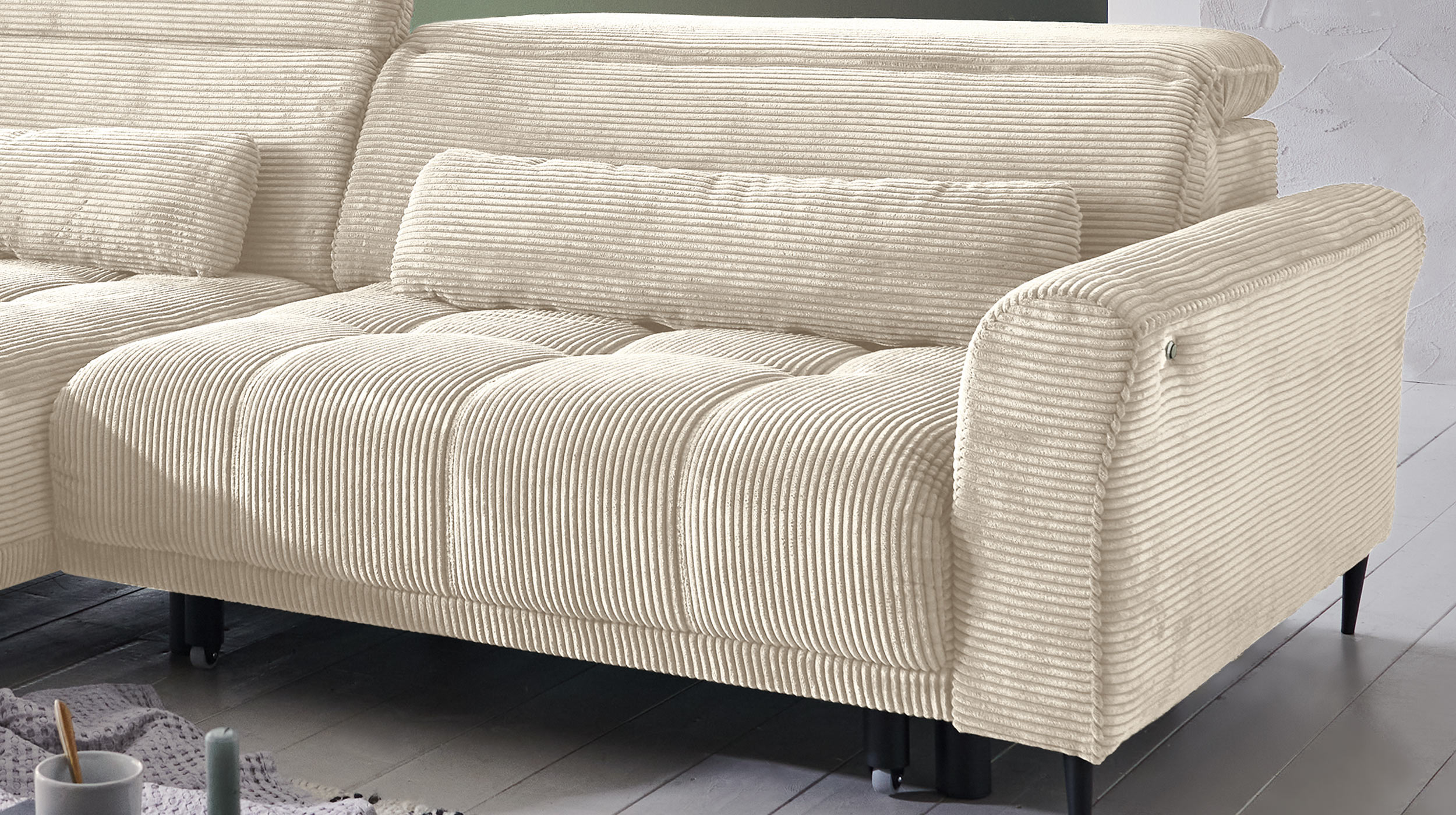 Ecksofa Cord beige - 277 x 179 cm - LOGAN