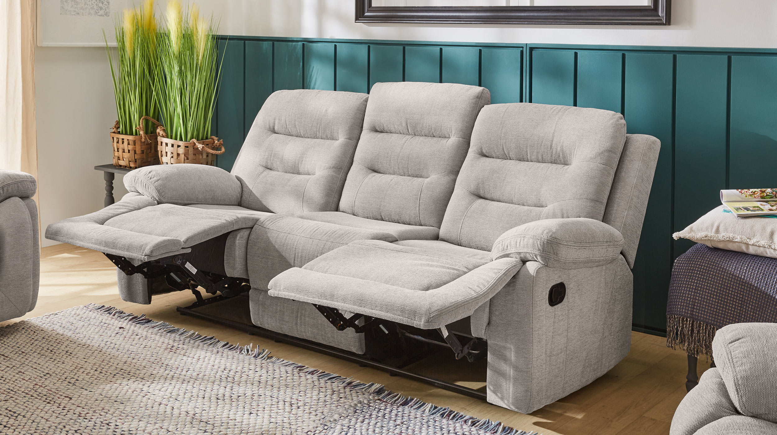 Einzelsofa 3-Sitzer grau 220 cm - mit Relaxfunktion - SYLT