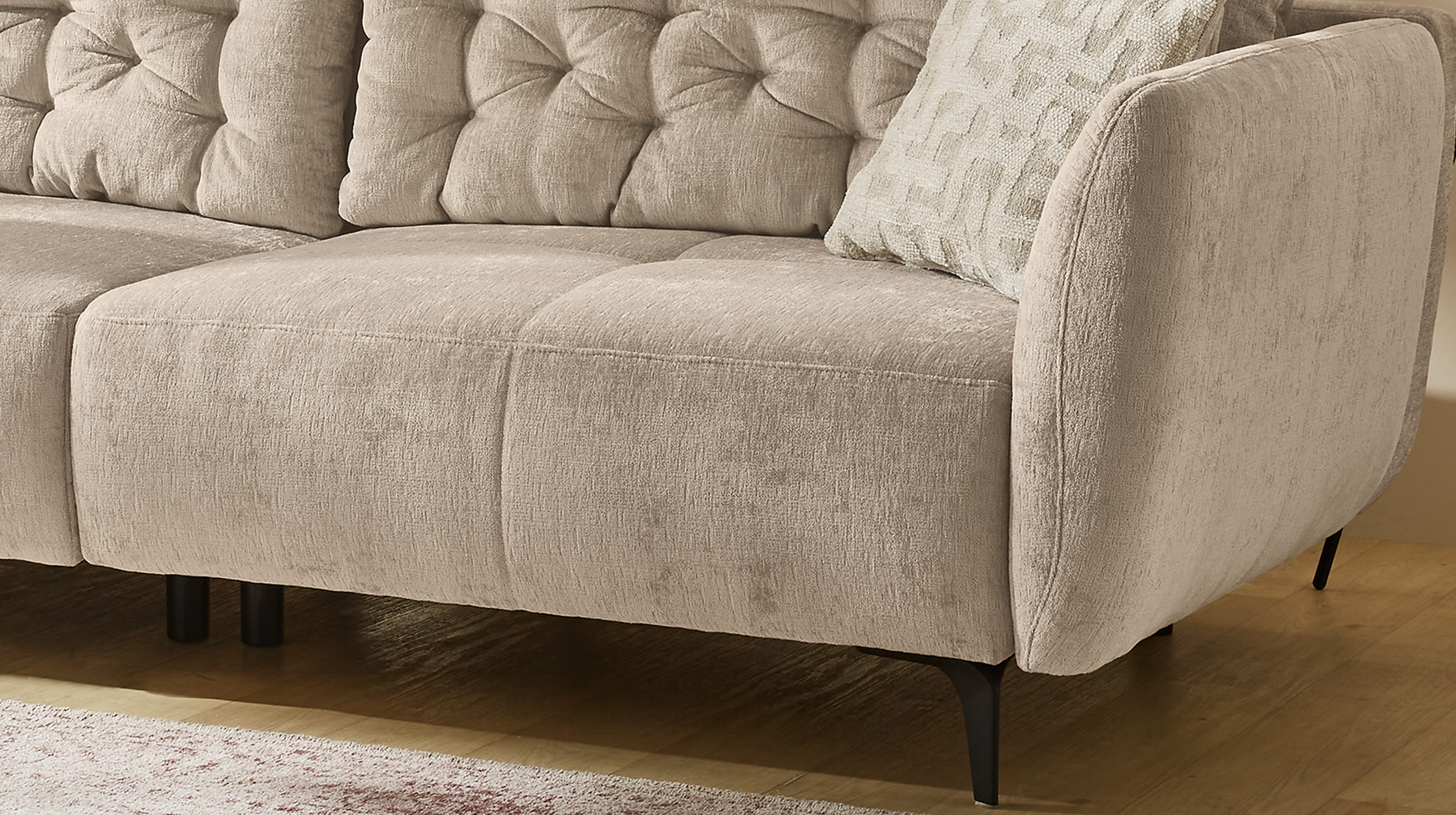 Einzelsofa 3-Sitzer beige 251 cm Chenillebezug - SPA