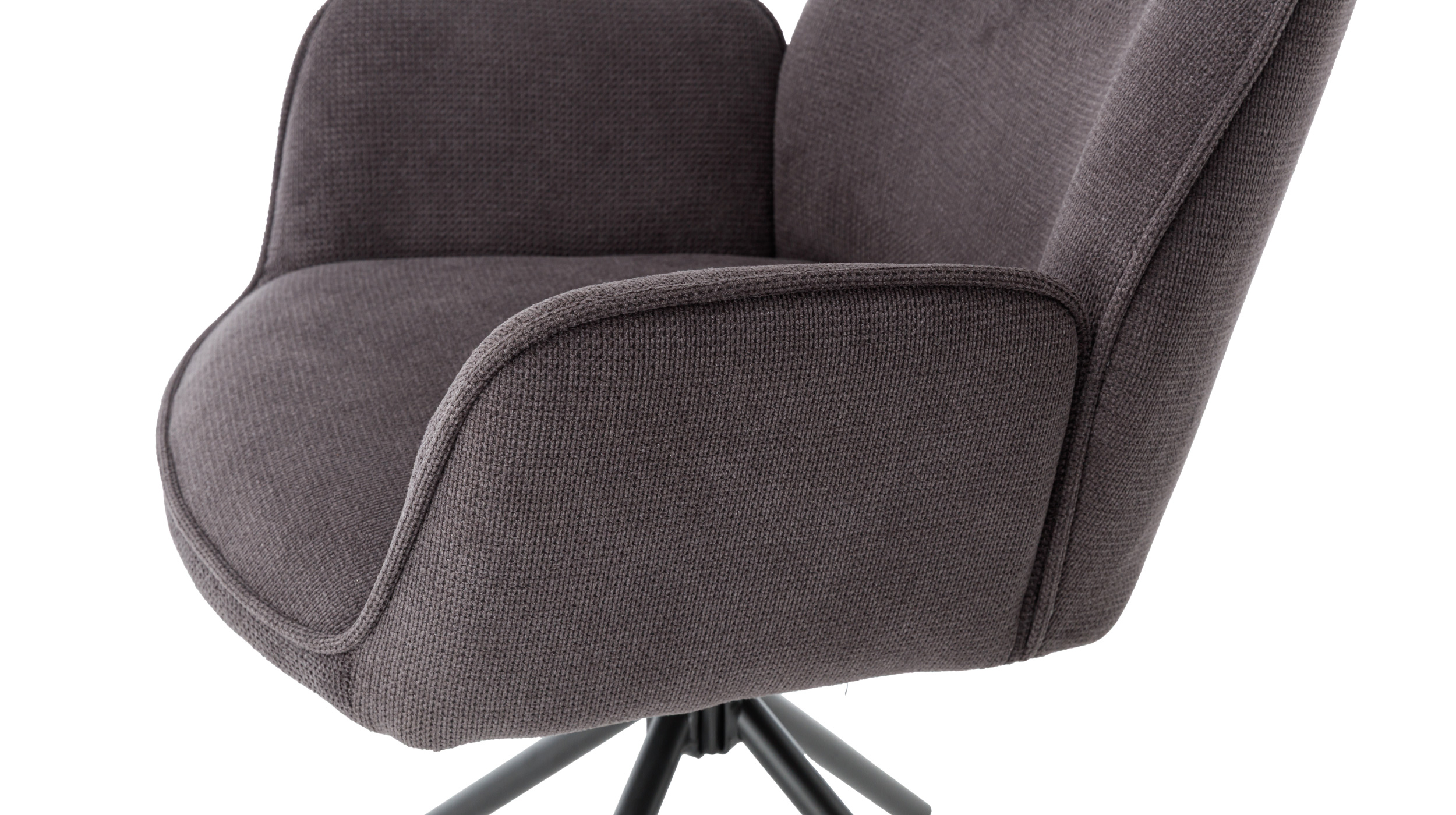 Armlehnstuhl anthrazit Drehstuhl Chenille Optik - MALITA
