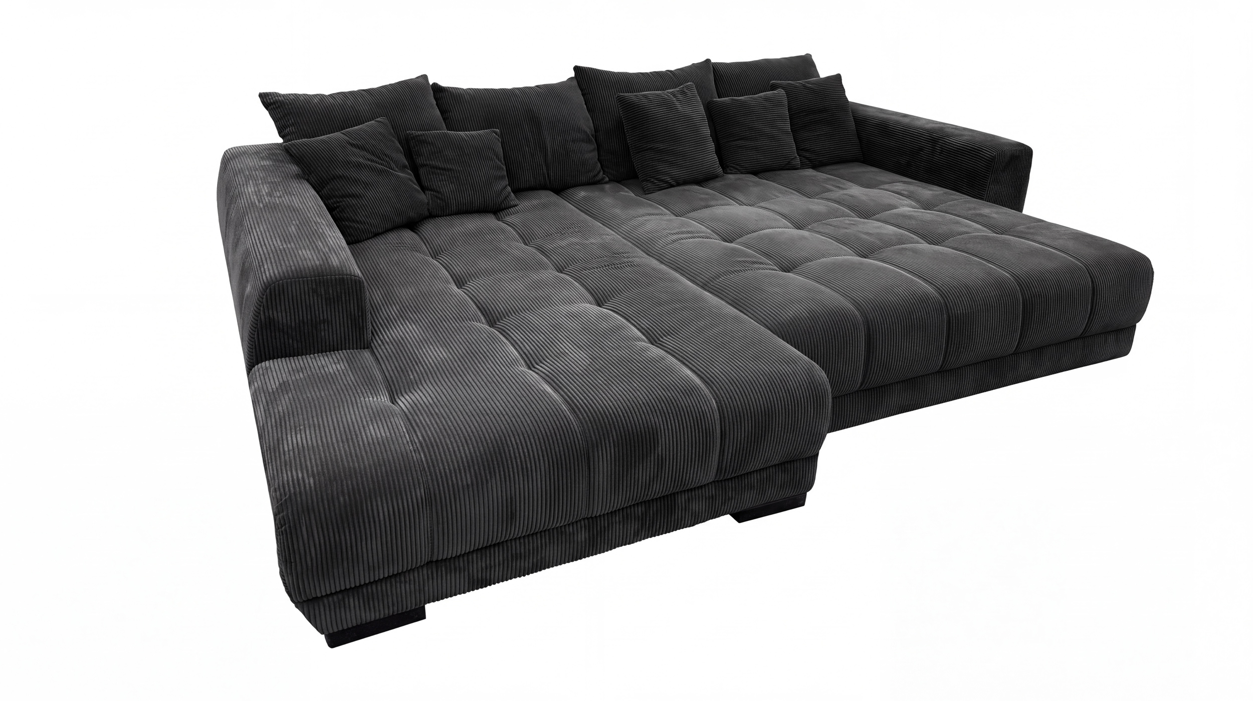 Ecksofa Cord grau elektrisch ausfahrbar 300 cm - OT links - ARTEMIS