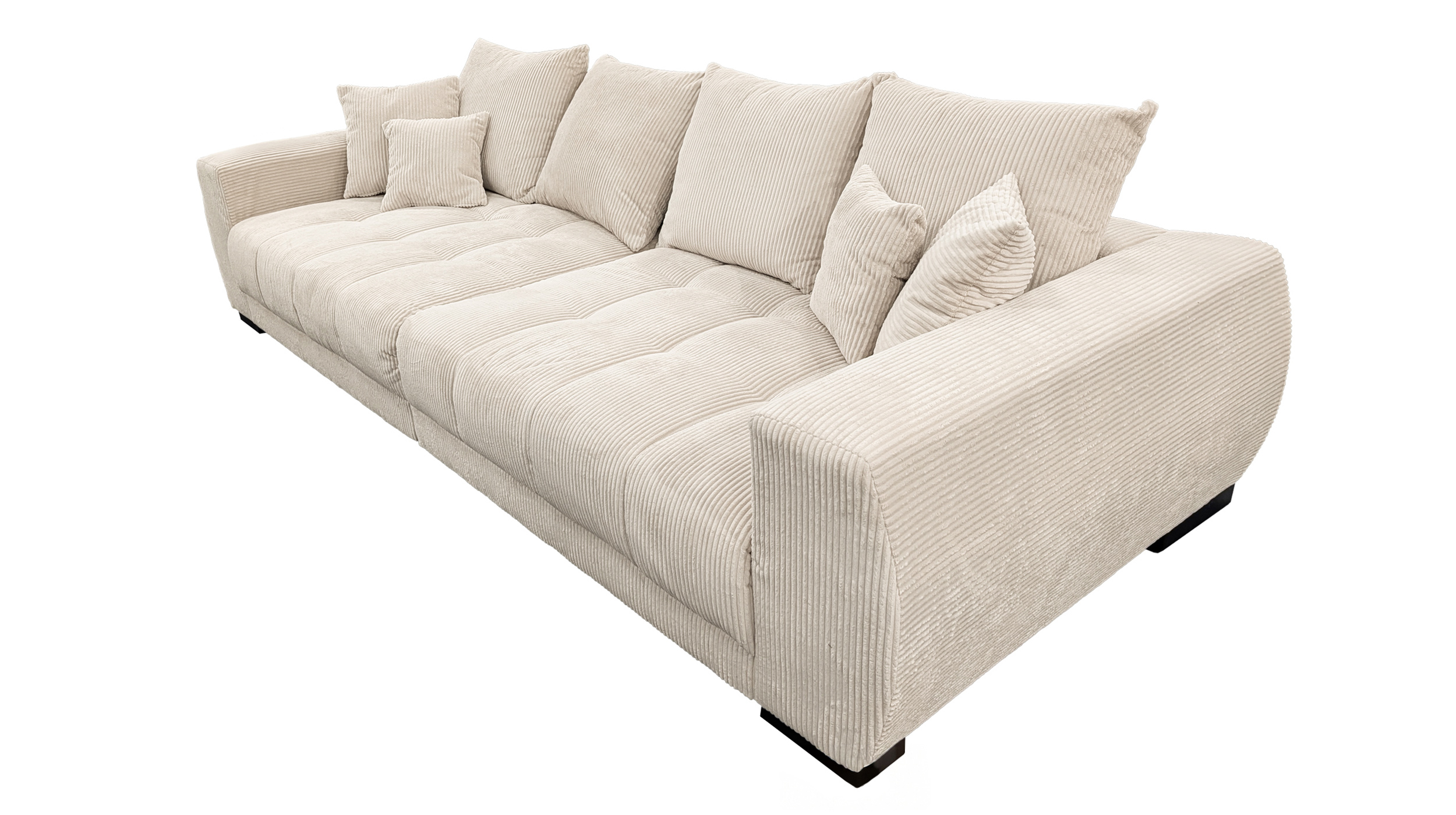 Big Sofa Cord beige mit Nosagunterfederung 300 cm - ARTEMIS
