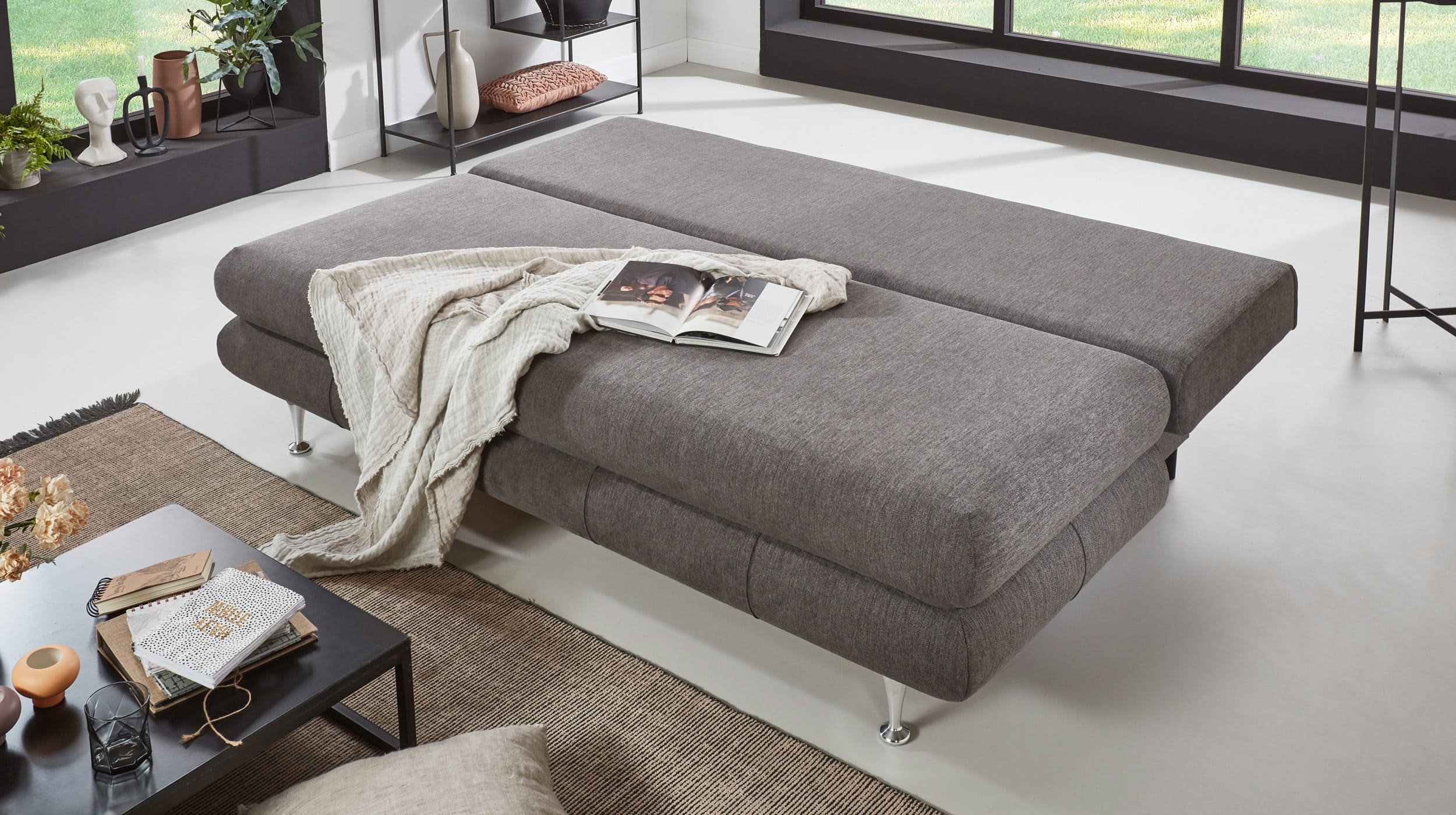 Schlafsofa mit Bettkasten taupe 196 x 92 cm - BENFELD