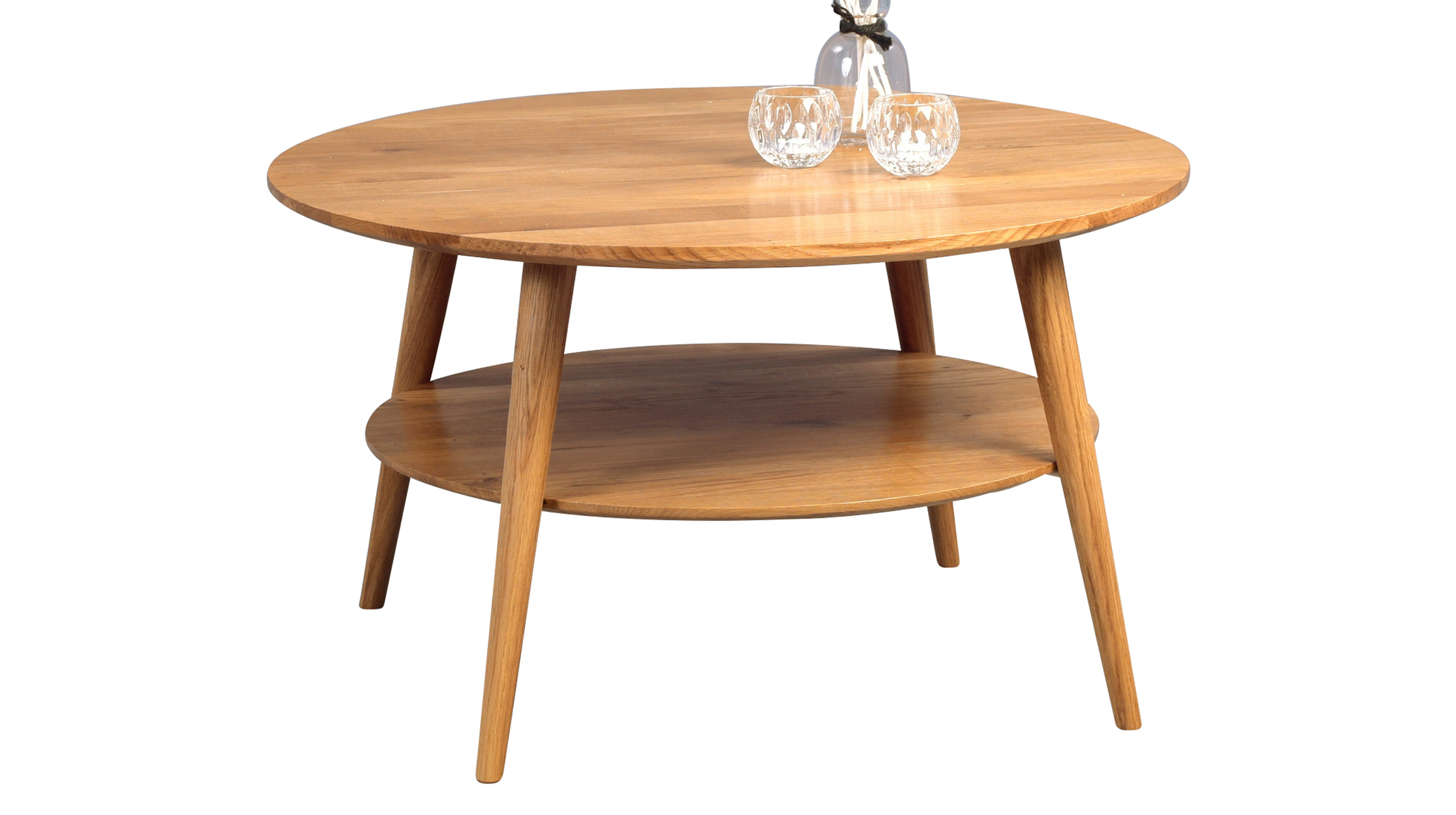 Couchtisch Wildeiche massiv geölt rund 80 x 80 cm - STELLA