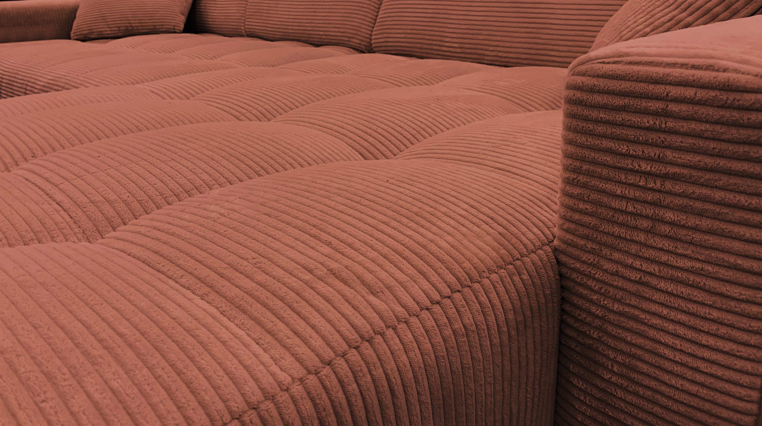 Ecksofa Cord rost ausziehbar - Sitztiefenverstellung 256 cm - OT rechts - SIMPLE