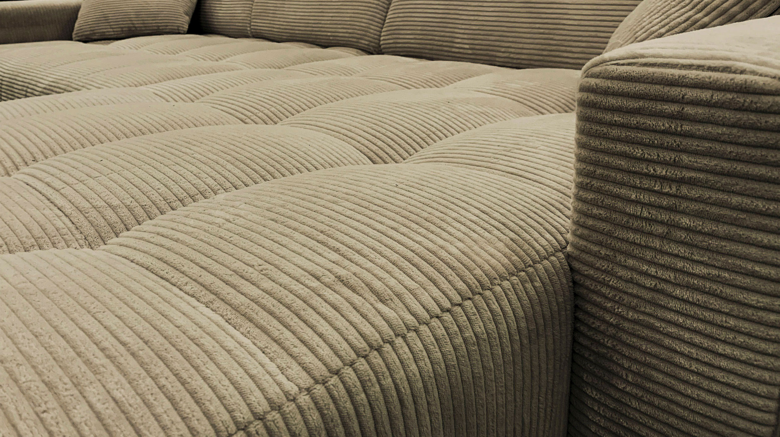 Ecksofa Cord grün ausziehbar - Sitztiefenverstellung 256 cm - OT rechts - SIMPLE
