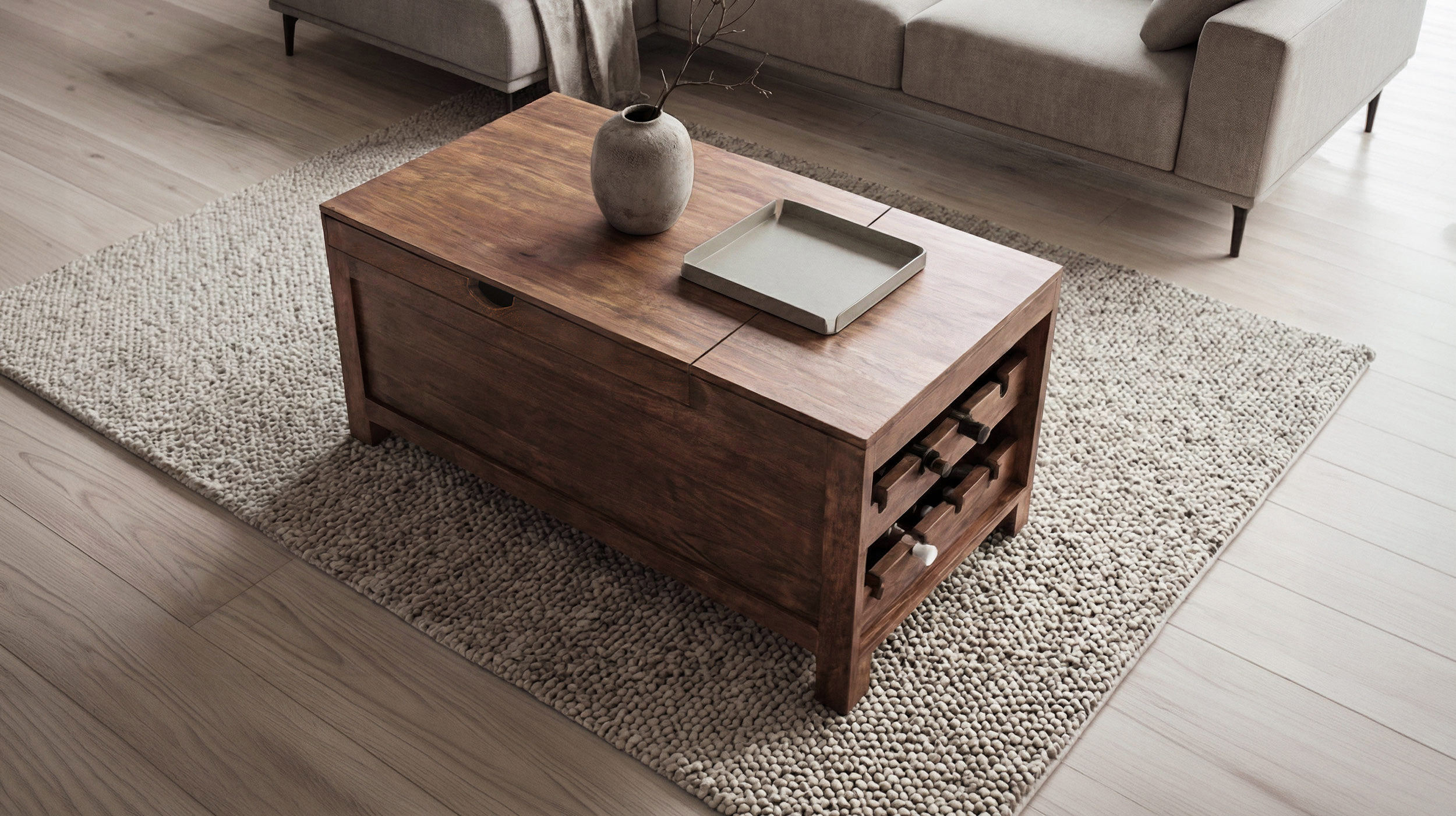 Couchtisch Mango massiv gebeizt 110 cm - montiert - MANGALA