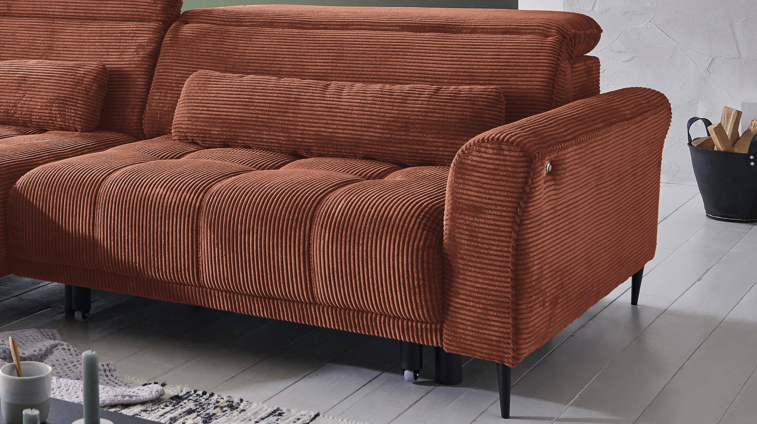 Ecksofa Cord rost 277 x 179 cm - LOGAN