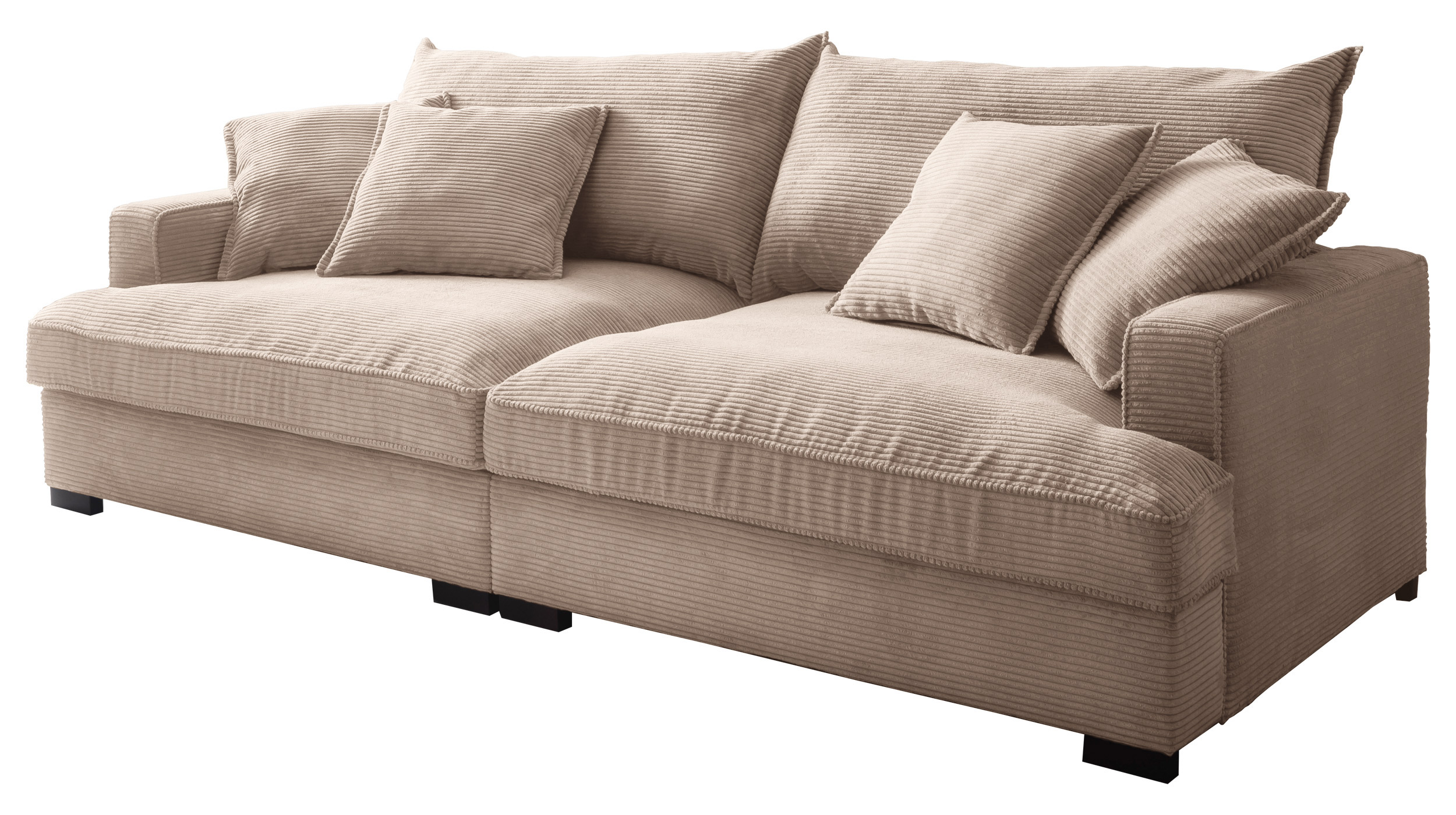 Big Sofa Cord beige - 242 cm - Nosagunterfederung - TRIBECCA 