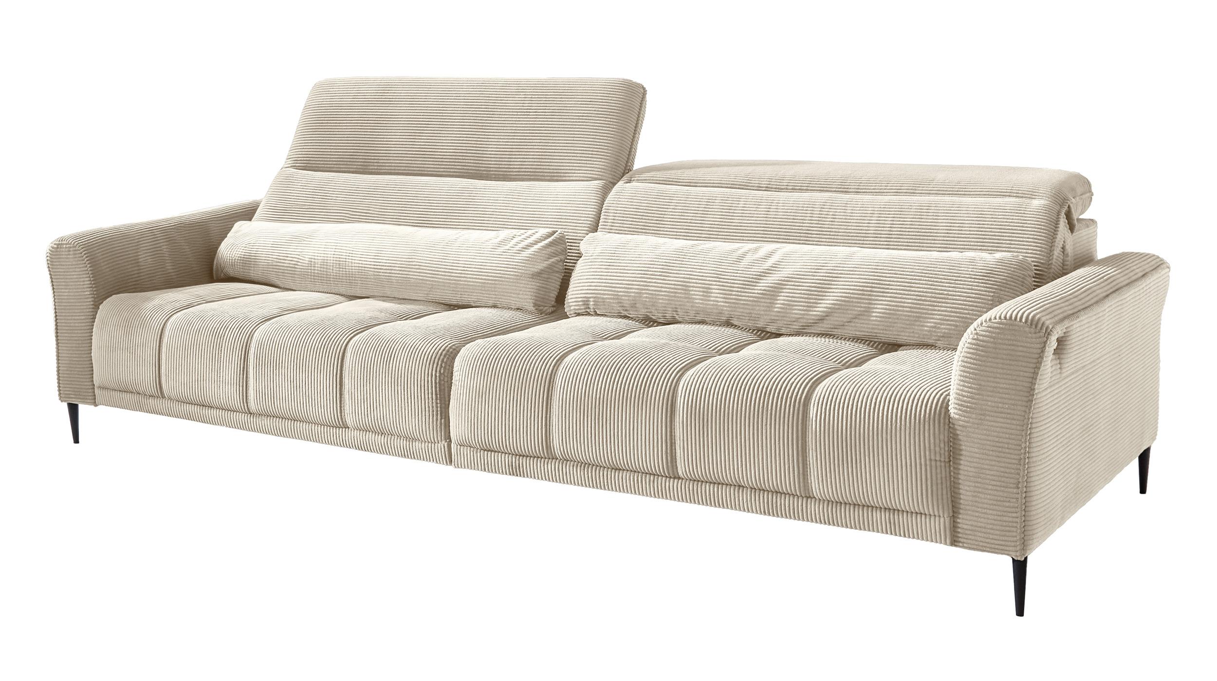 Big Sofa Cord beige ausziehbar - Sitztiefenverstellung - 280 cm - LOGAN 