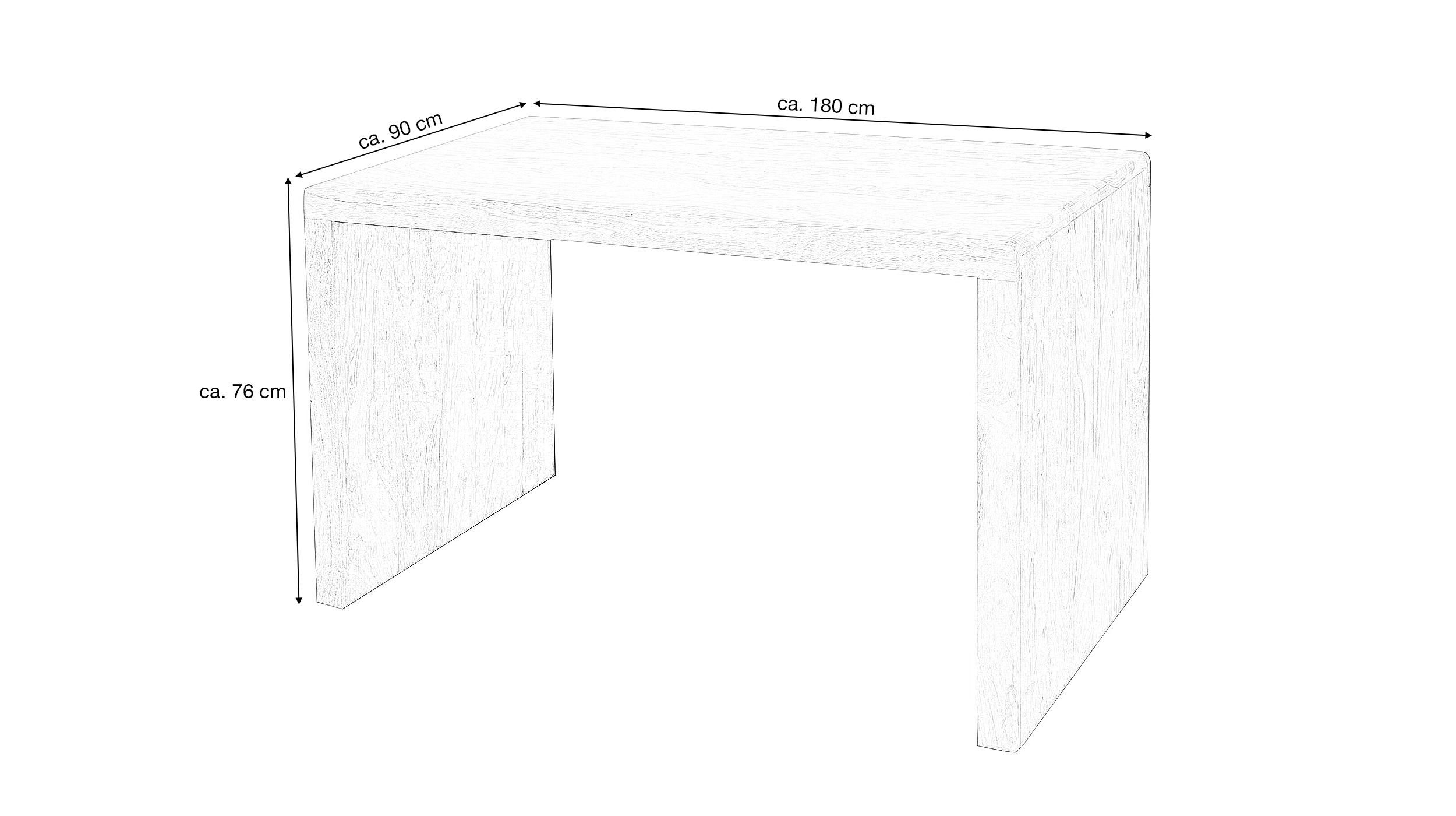 Schreibtisch Sheesham Massivholz 180 x 90 cm - BERAMUS 