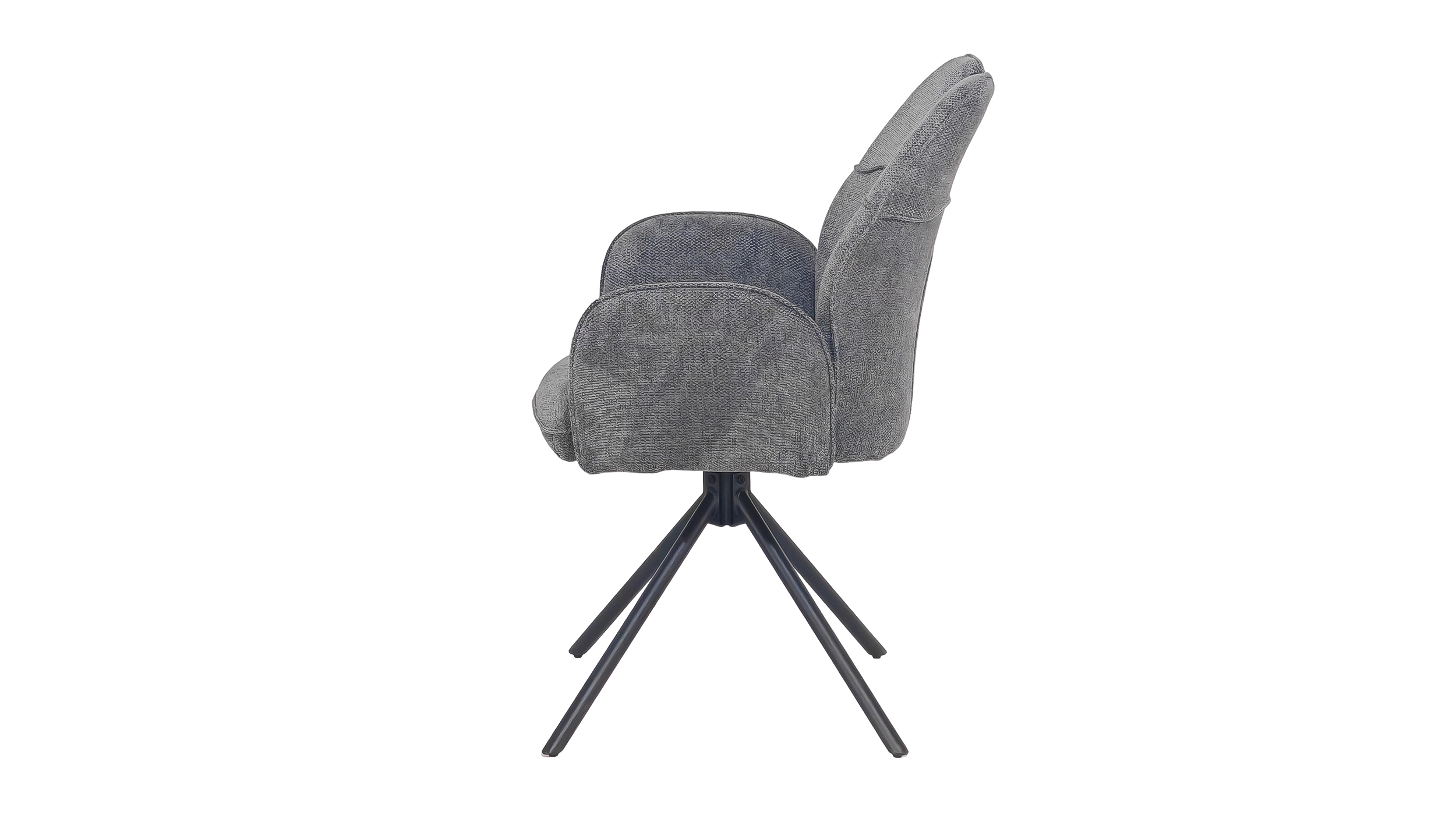 Armlehnstuhl dunkelgrau Drehstuhl - Webstoff Bezug - CARINA 