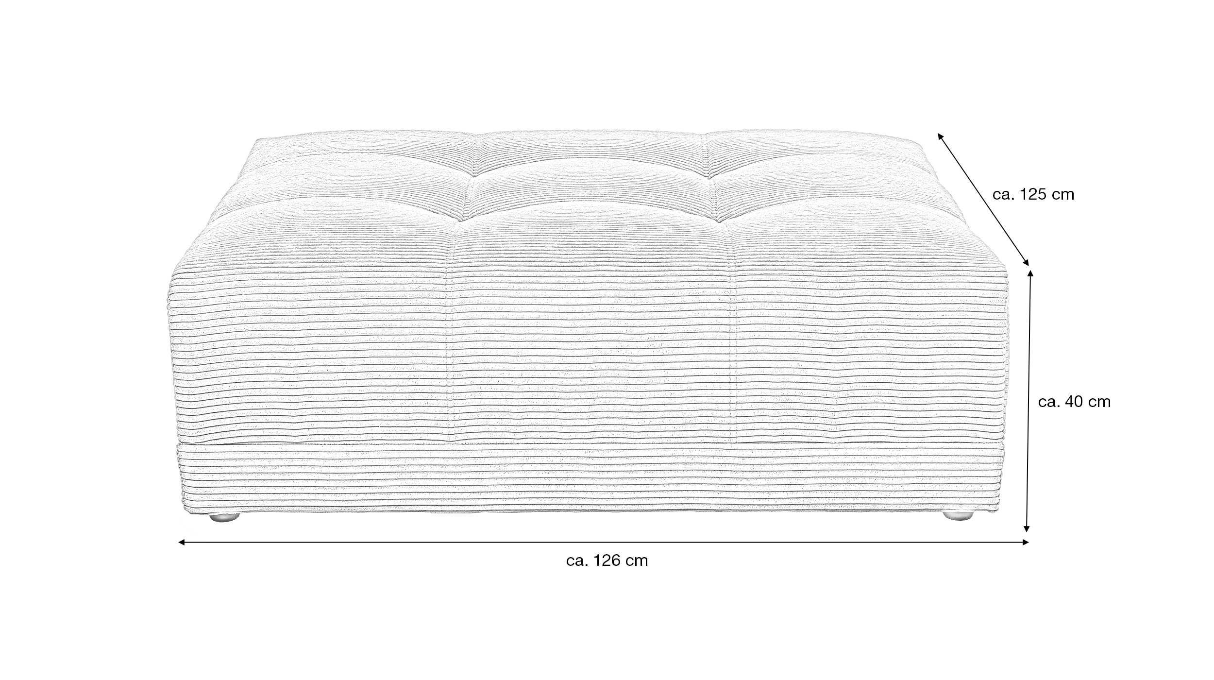 Hocker Sitzhocker 126 x 125 cm Cord beige - JANNI