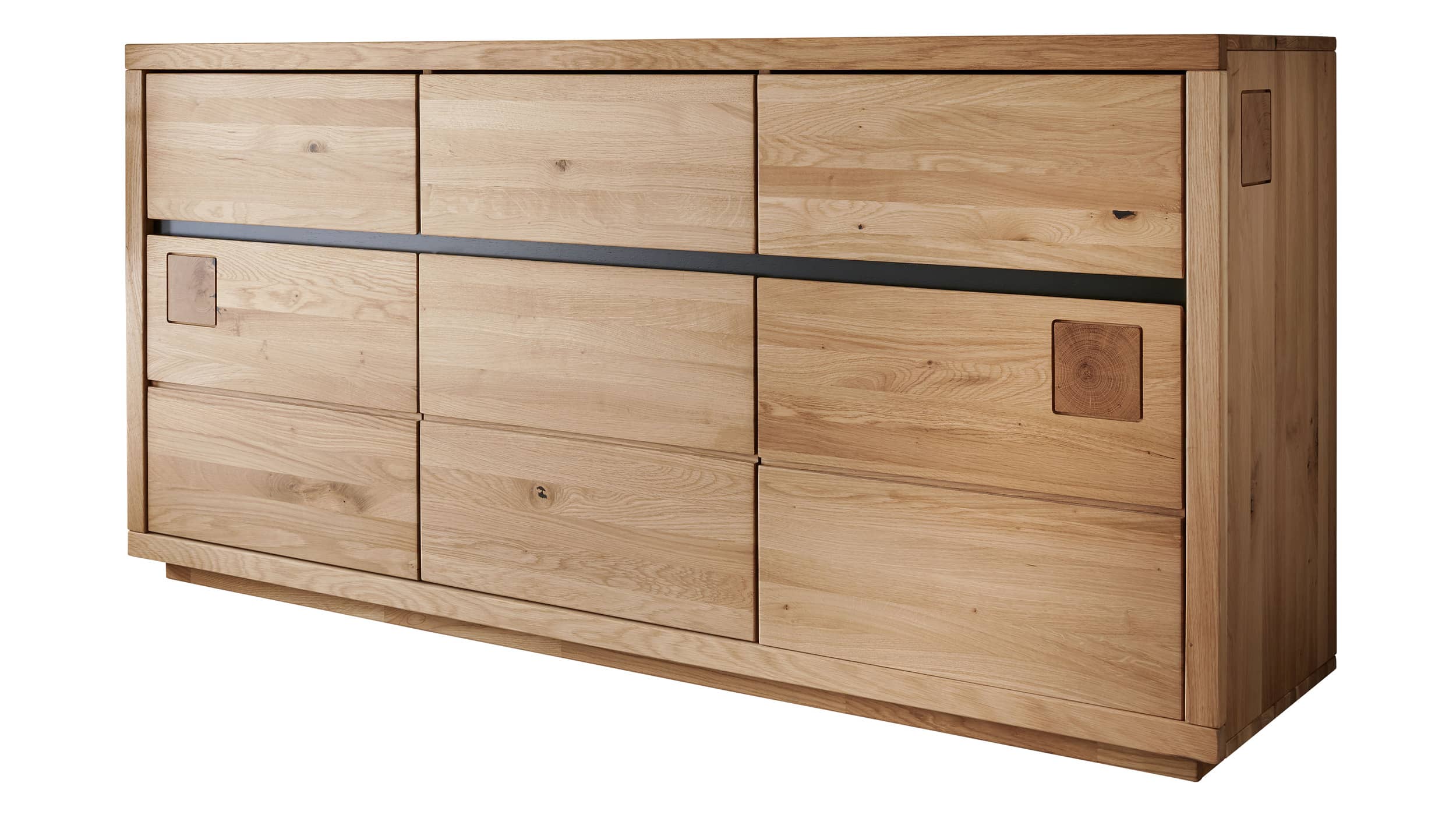 Sideboard 3 Schubladen Wildeiche massiv geölt 175 cm - GIRONA