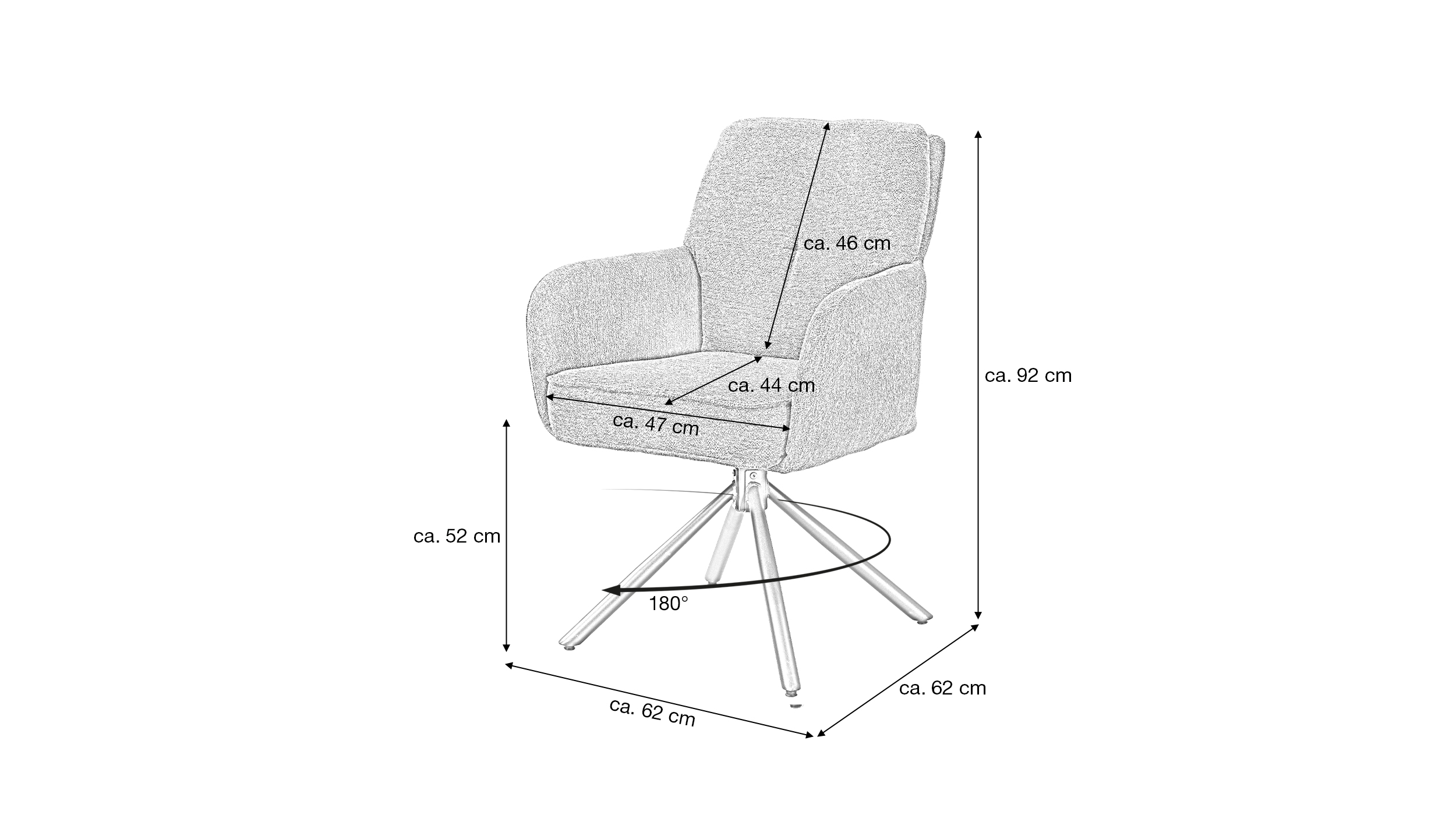 Armlehnstuhl creme Drehstuhl Taschenfederkern - JÖRDIS