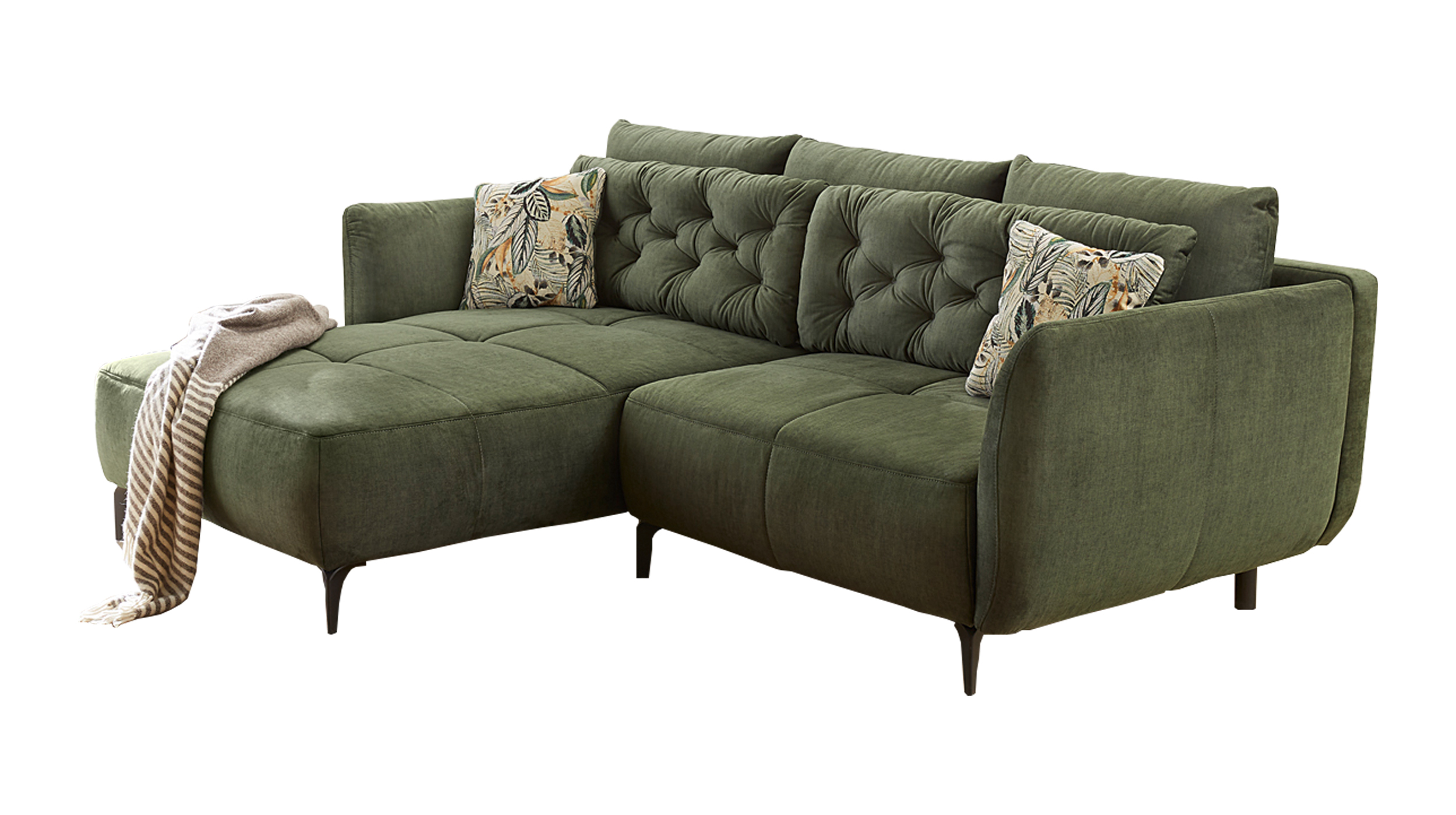 Ecksofa grün Veloursbezug 251 x 186 cm - SALO