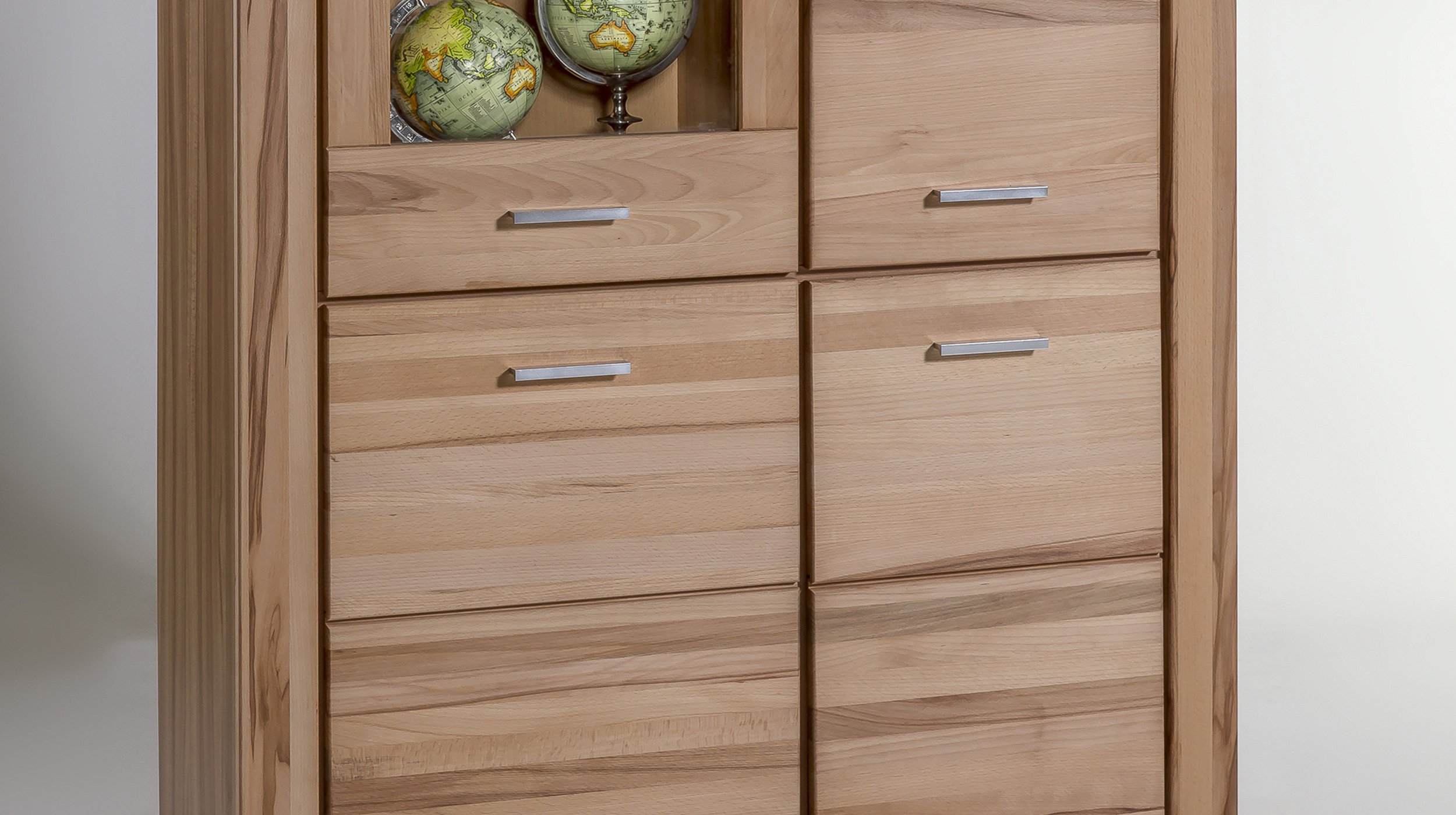 Vitrine mit Glastür Kernbuche teilmassiv geölt Breite 108 cm - FREYJA