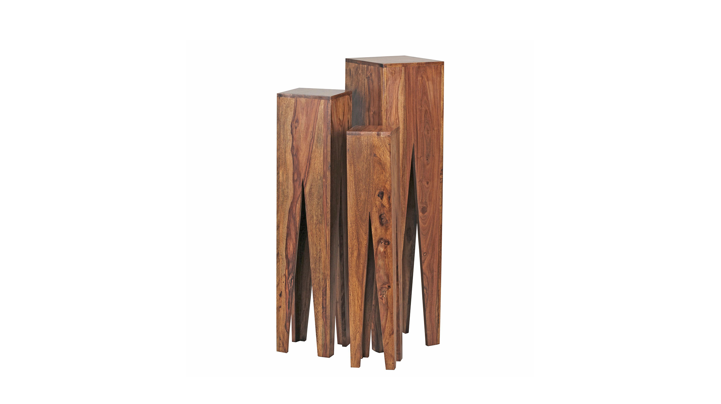 Beistelltisch 3er-Set Sheesham massiv gebeizt - 25 x 25 cm - SOFIE