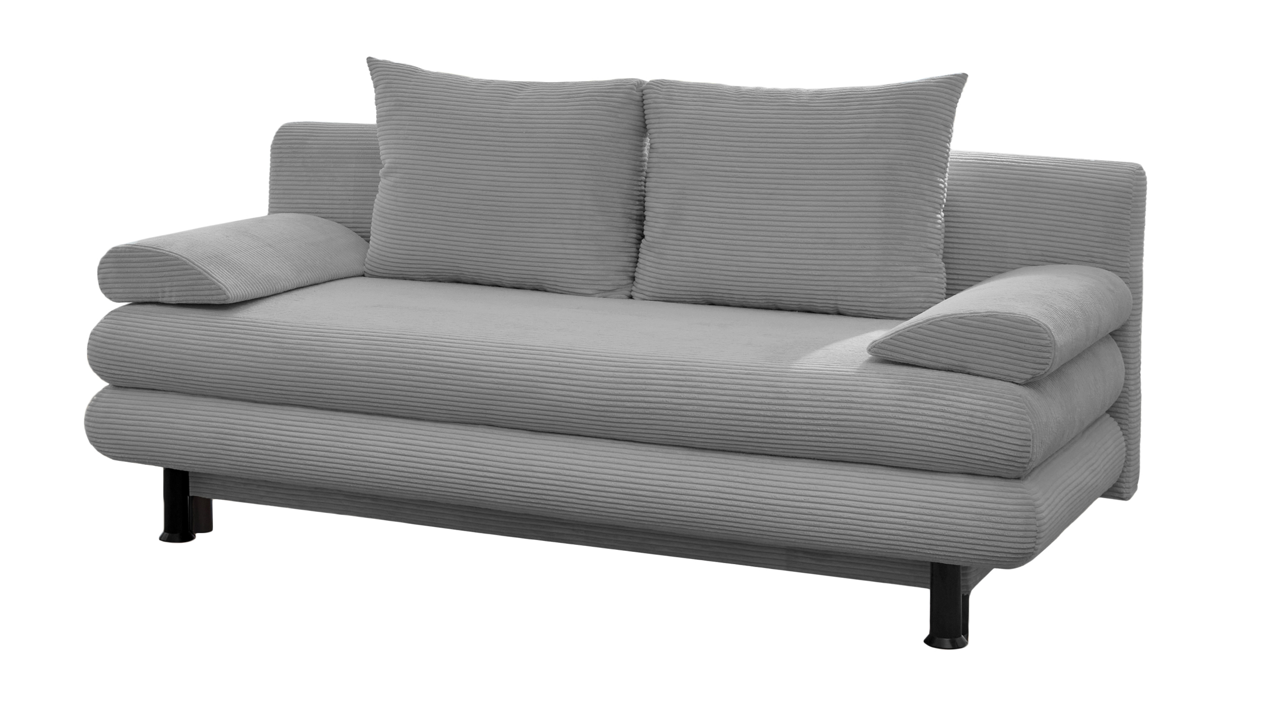 Schlafsofa Cord grau mit Bettkasten Federkern 190 cm - BAREND