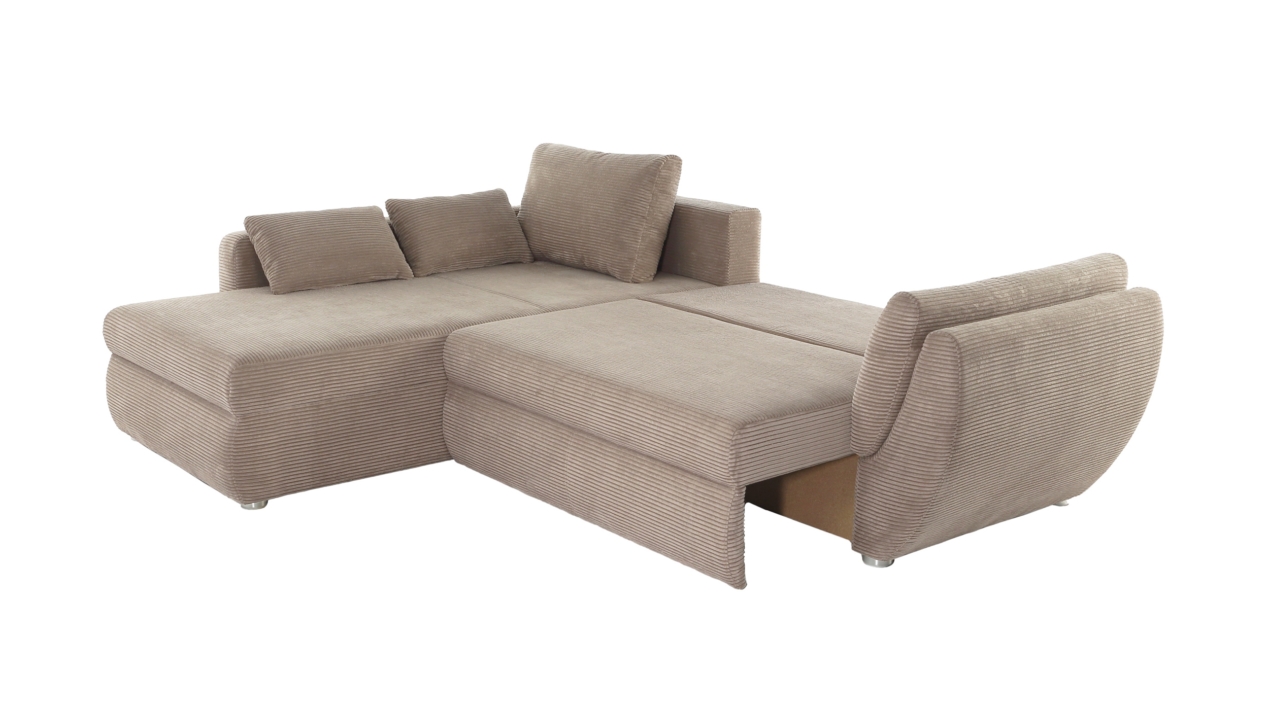 Ecksofa Cord braun - Schlaffunktion Bettkasten 272 cm - TAIFUN