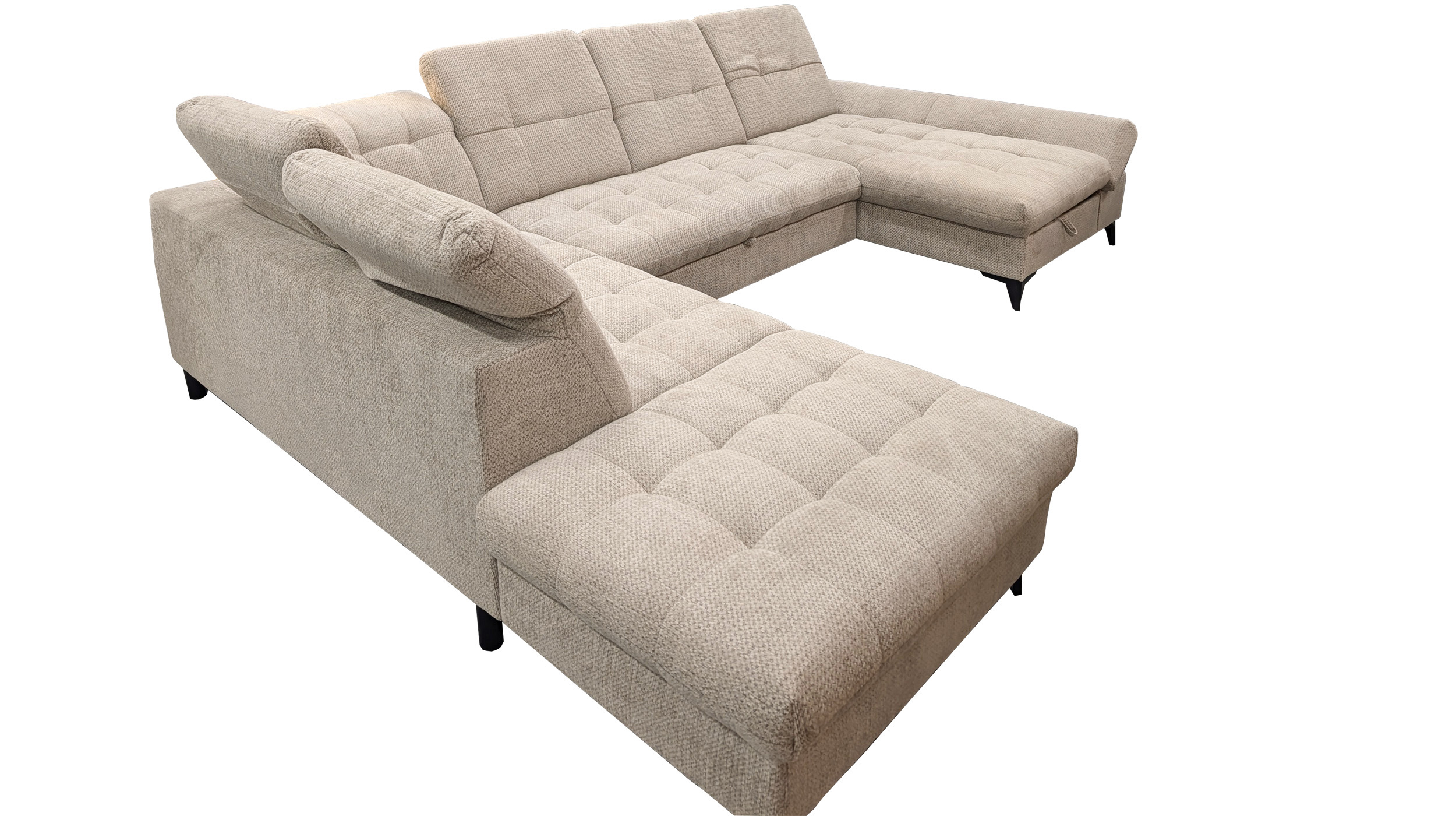 Wohnlandschaft Schlaffunktion Bettkasten Beige-Kaschmir - MERCY