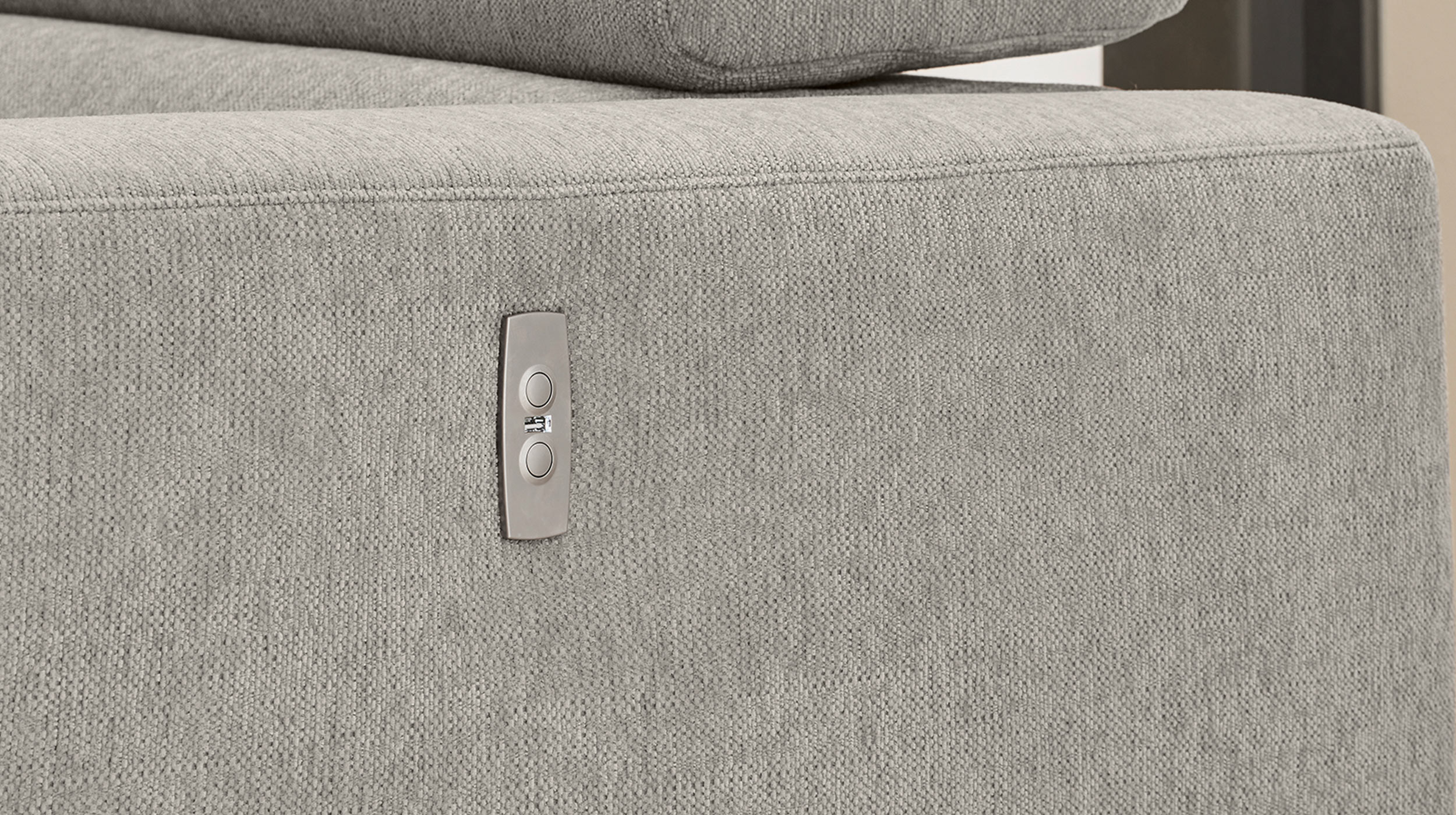 Ecksofa mit Bettkasten elektrisch ausfahrbar grau 300 cm - FIORINA