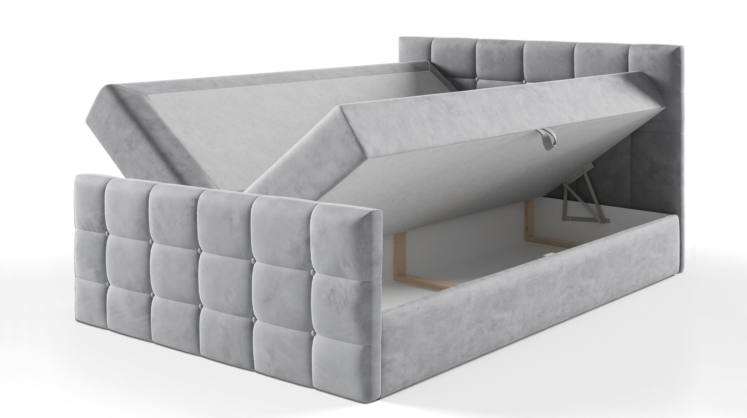 Boxbett 180 x 200 cm mit Bettkasten grau Samtbezug - BERLIN