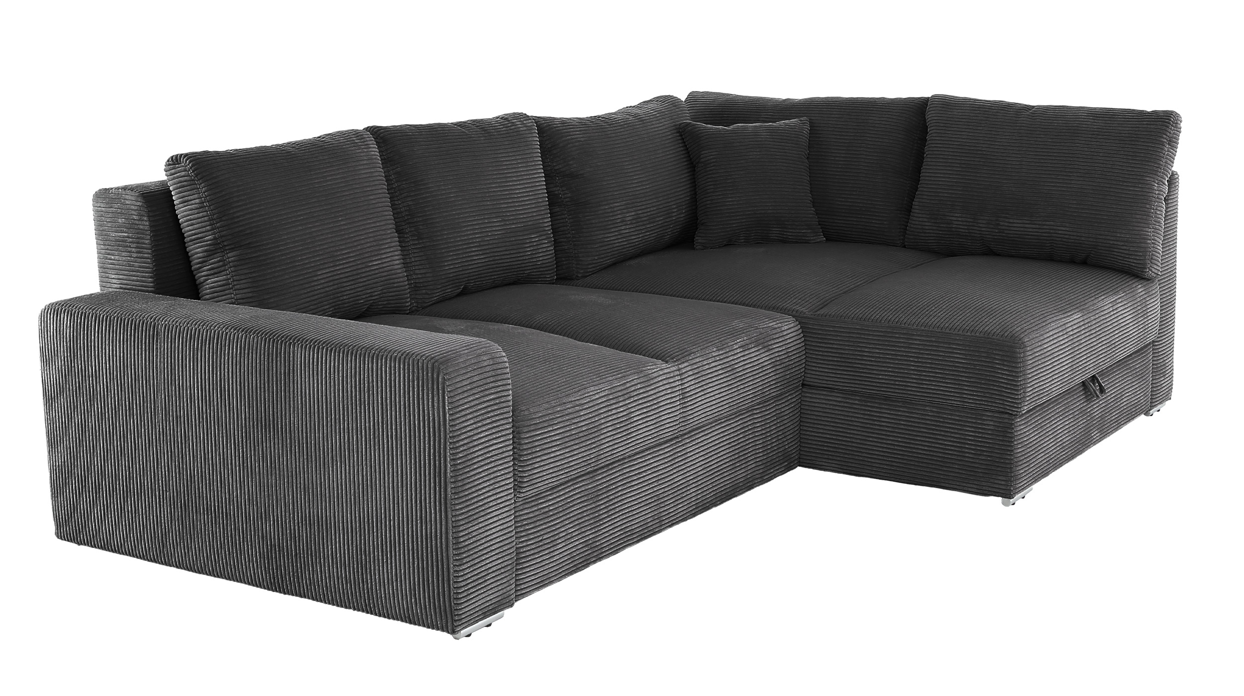 Ecksofa Schlaffunktion Cord grau - Bettkasten 260 cm - JANIS