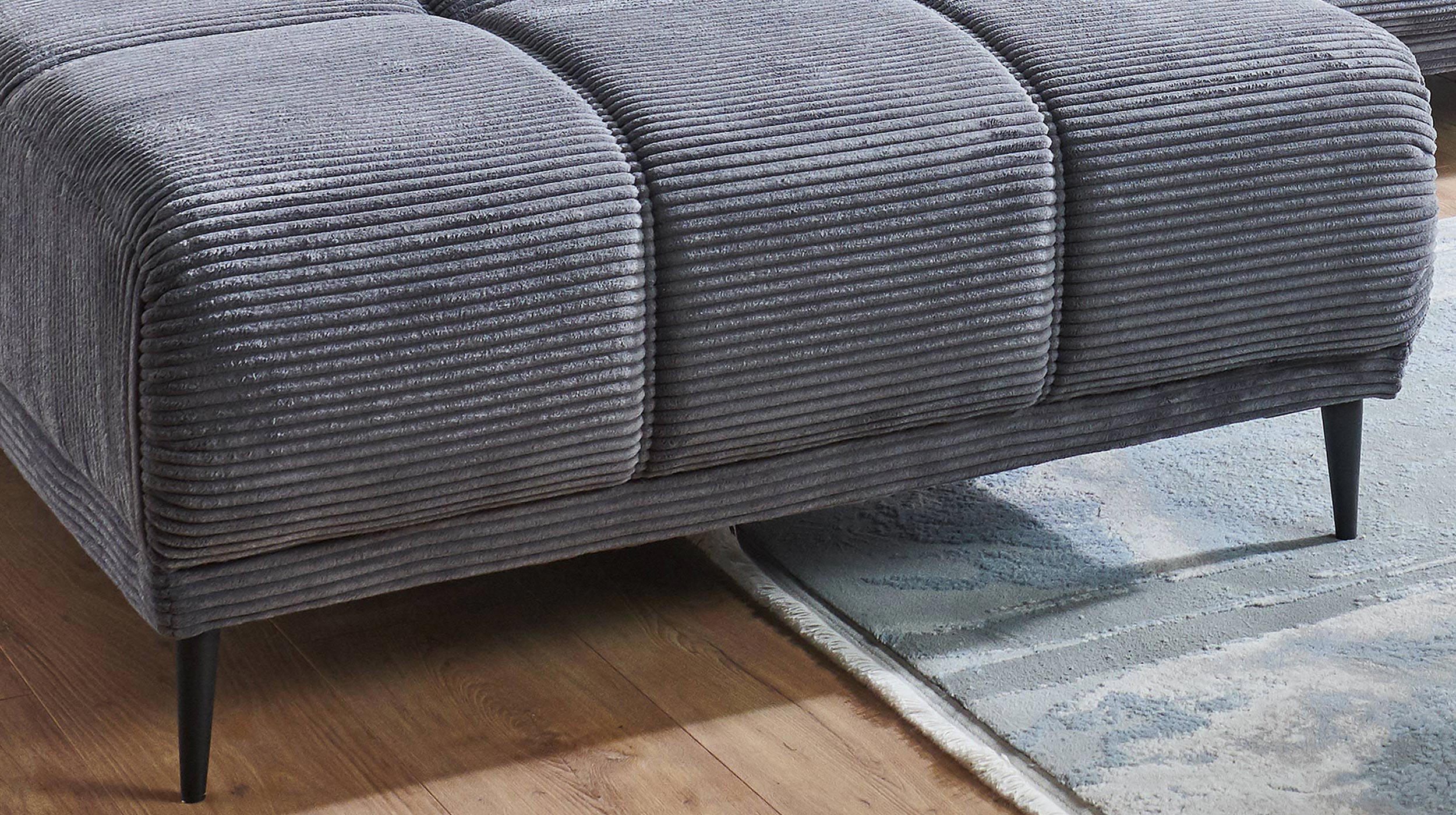 Ecksofa Cord grau ausziehbar - Sitztiefenverstellung 286 cm - OT links - MARISOL