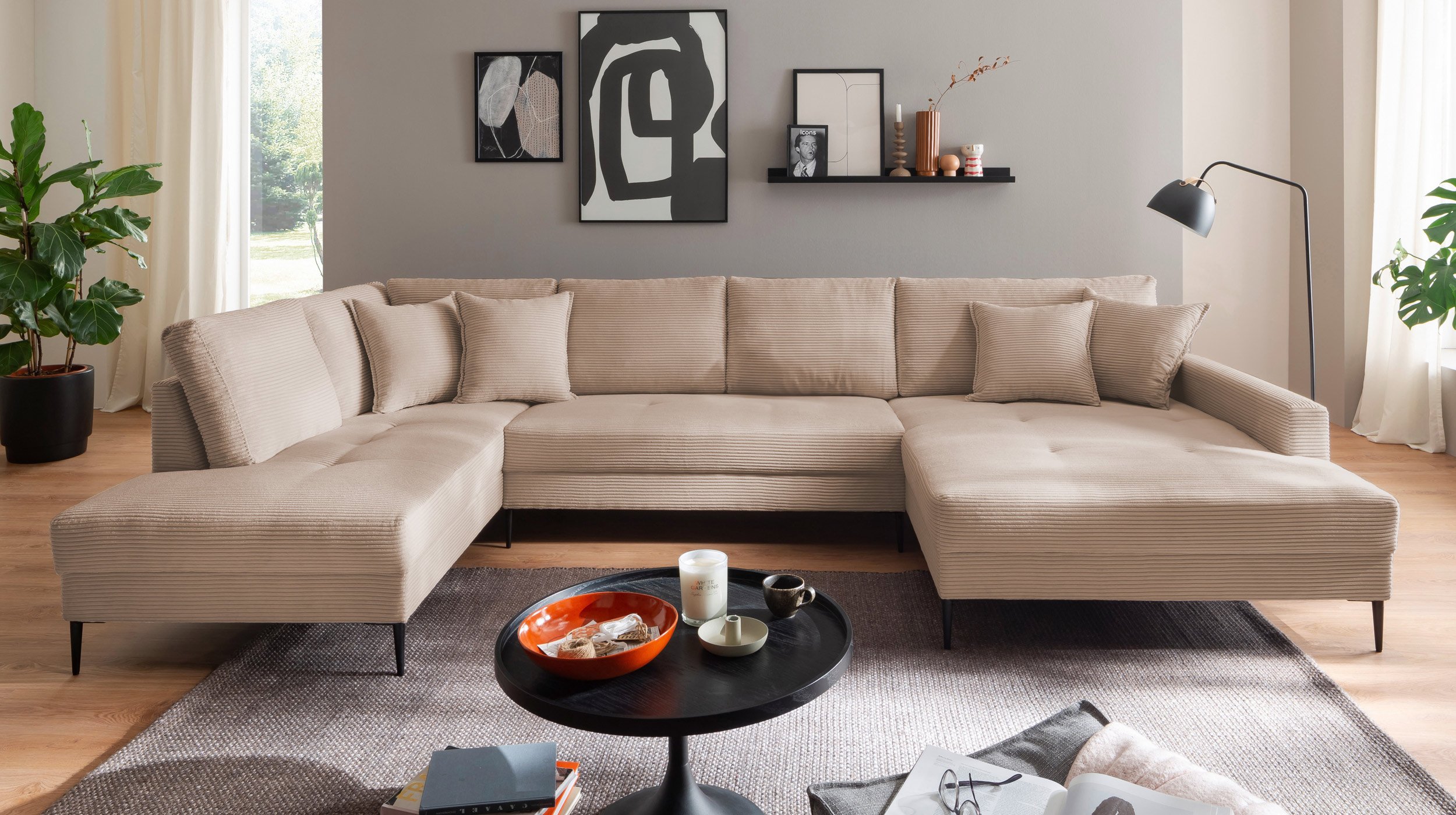 Wohnlandschaft Cord caramel - 360 cm - SUMMER 