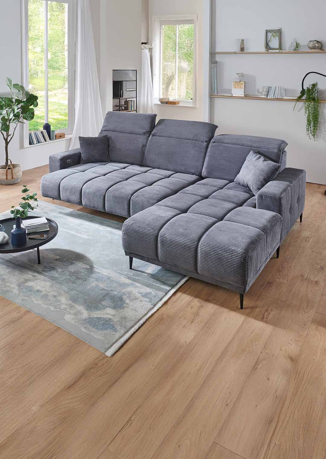 Ecksofa MARISOL 286 cm Cord grau kaufen