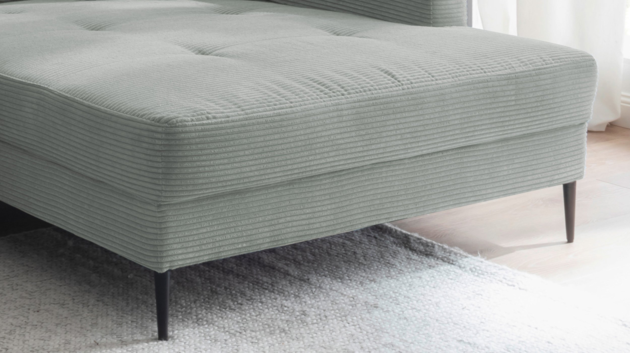 Ecksofa Cordbezug pastell grün 276 x 173 cm - SUMMER