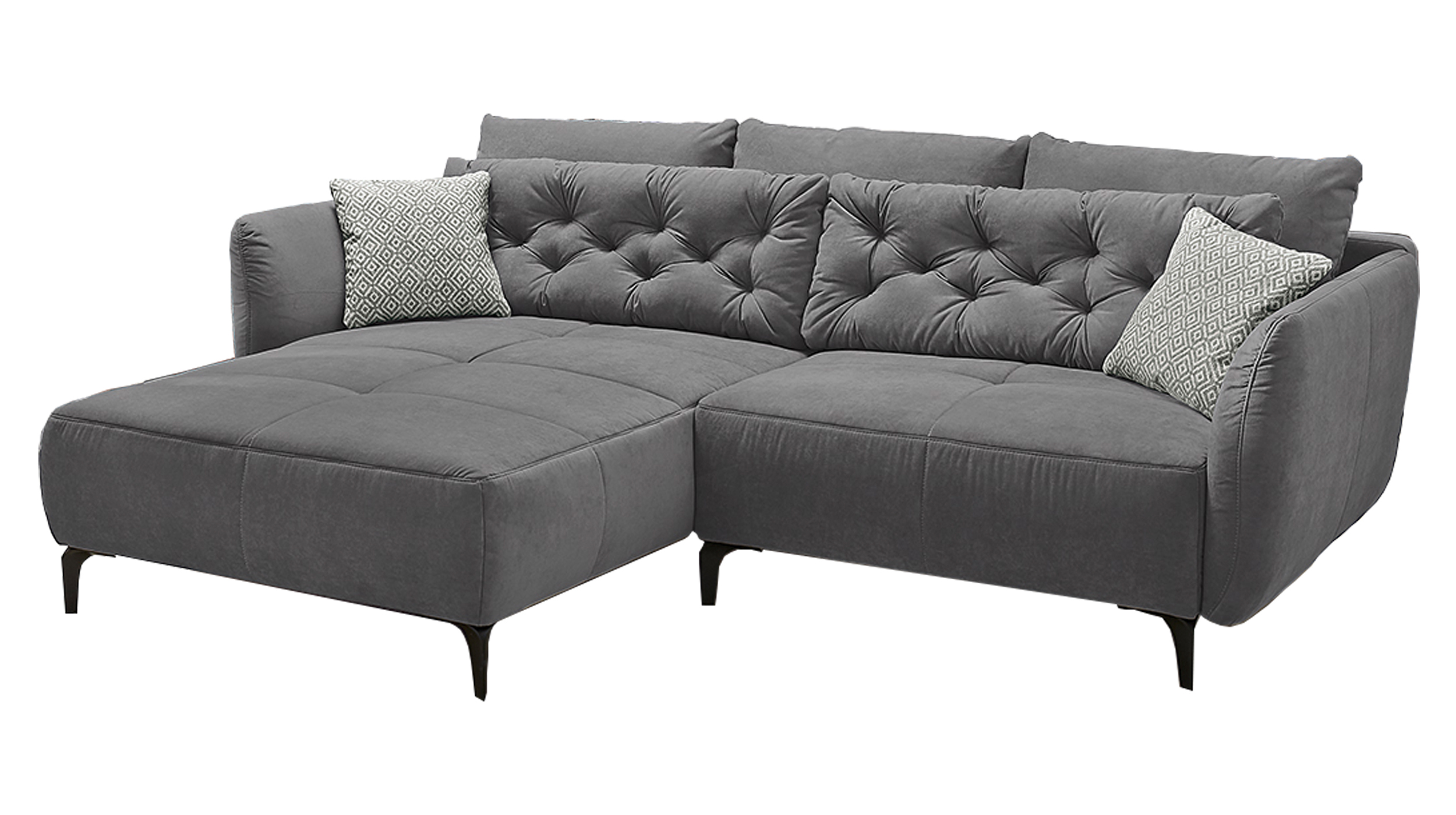 Ecksofa grau Veloursbezug 251 x 186 cm - SALO