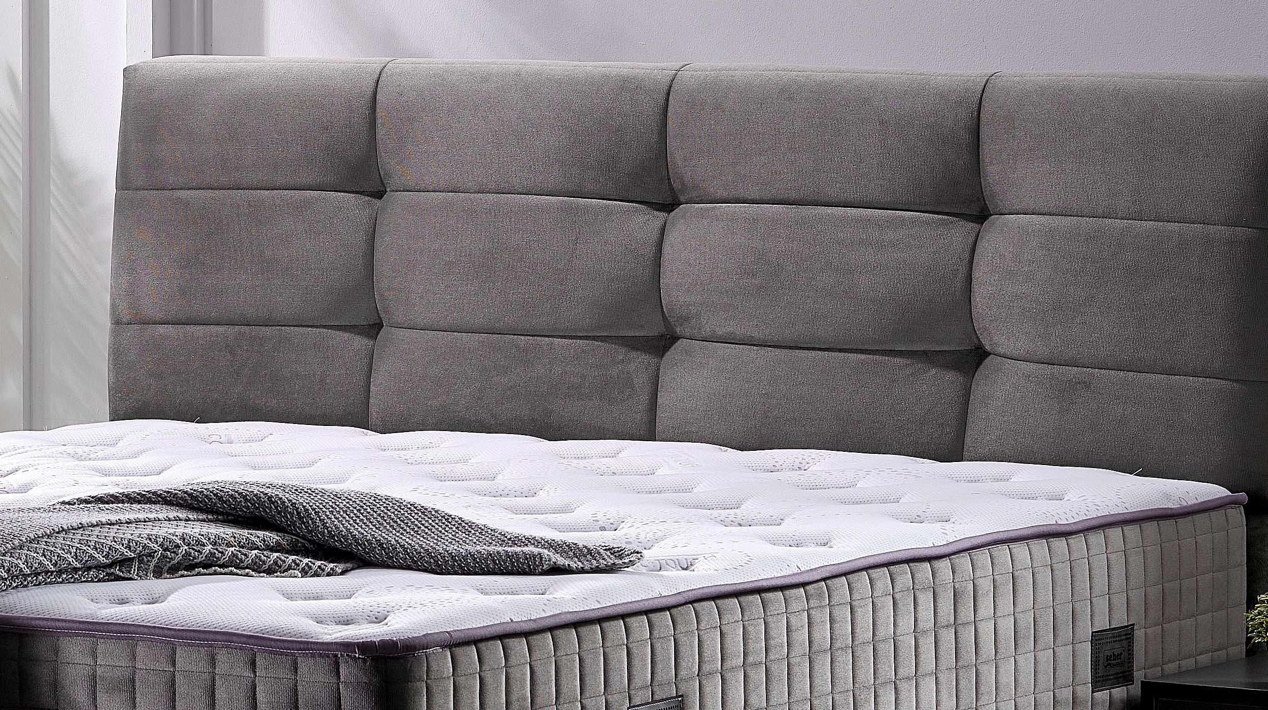 Boxbett 180 x 200 cm Stoffbezug grau - NAOMI 