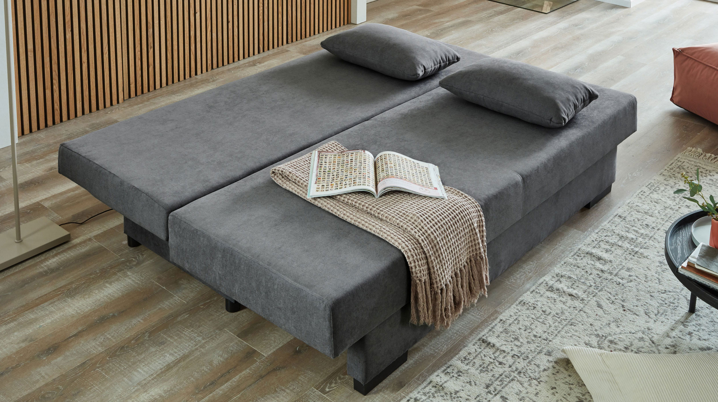 Schlafsofa anthrazit Bettkasten ausziehbar 190 cm - GRONINGEN