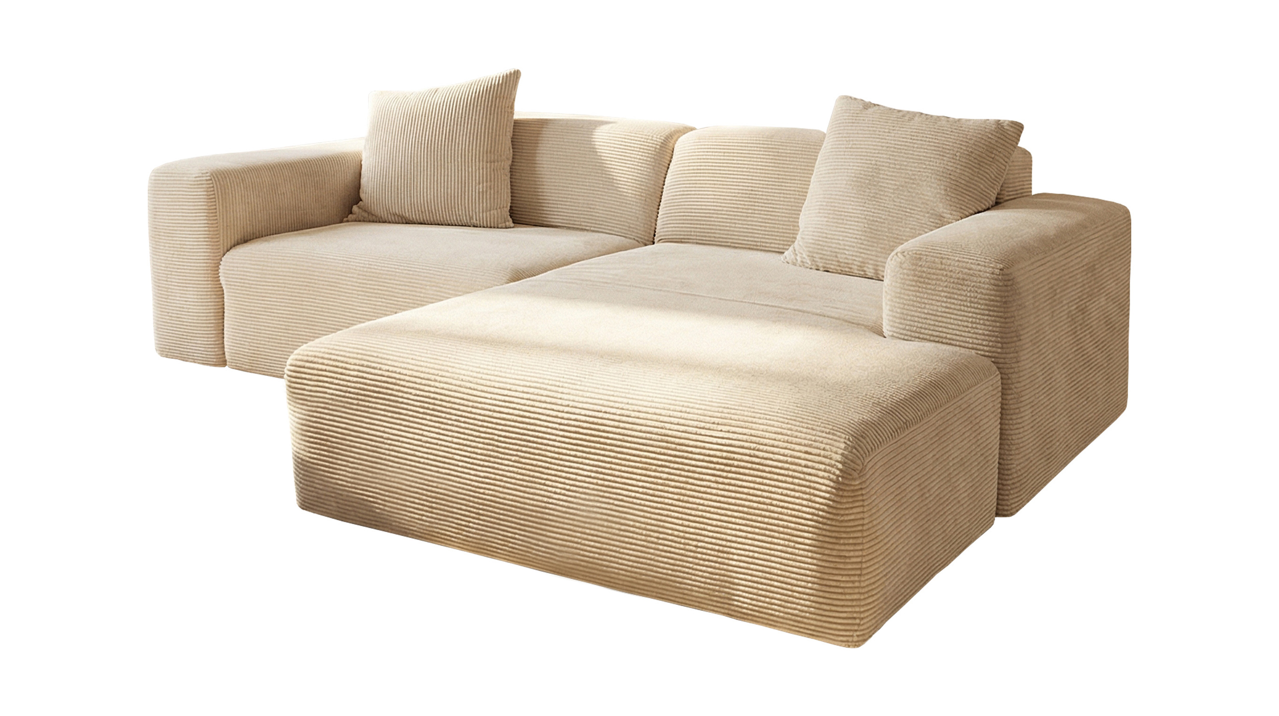 Ecksofa Cord creme 256 x 174 cm - TOMMY