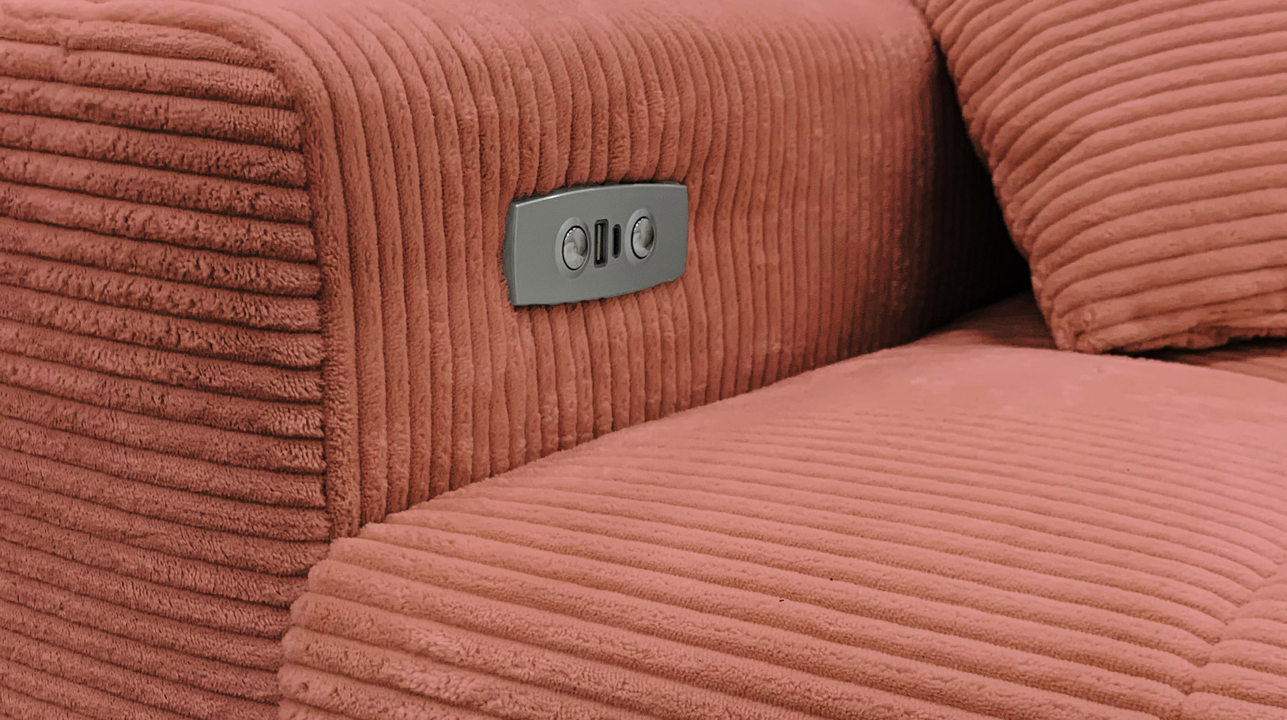 Ecksofa Cord rost ausziehbar - Sitztiefenverstellung 256 cm - OT rechts - SIMPLE