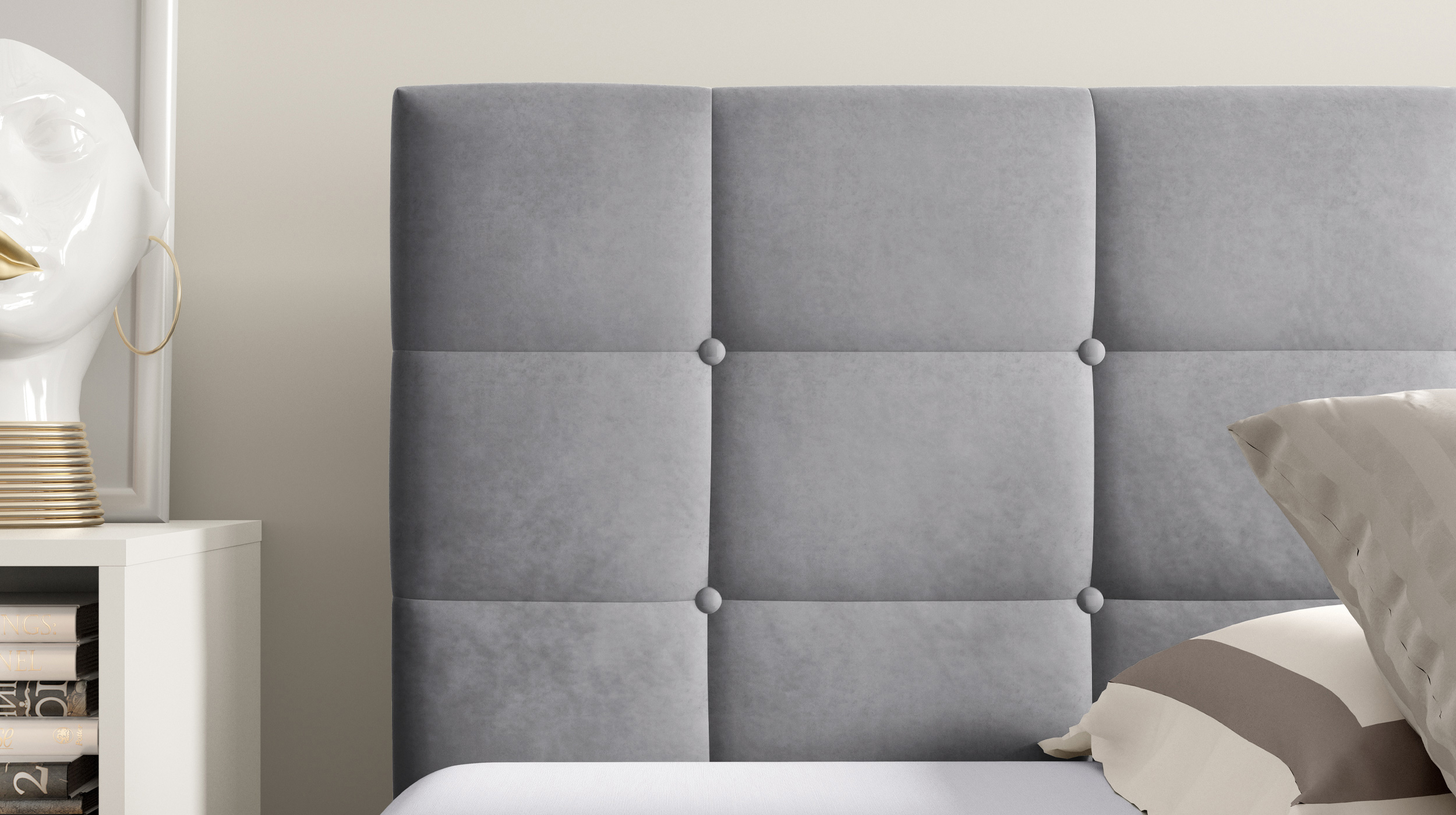 Boxbett 180 x 200 cm mit Bettkasten grau Samtbezug - BERLIN