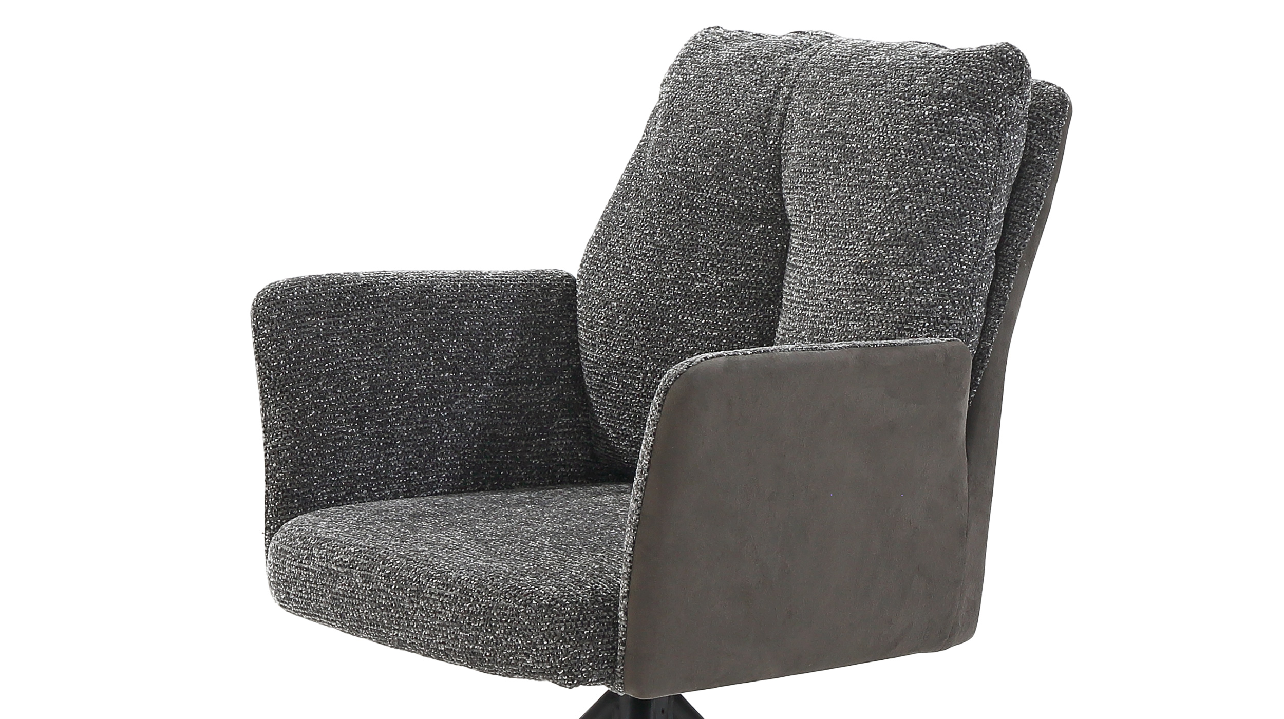 Armlehnstuhl grau Webstoff Microfaser Taschenfederkern - SHELBY