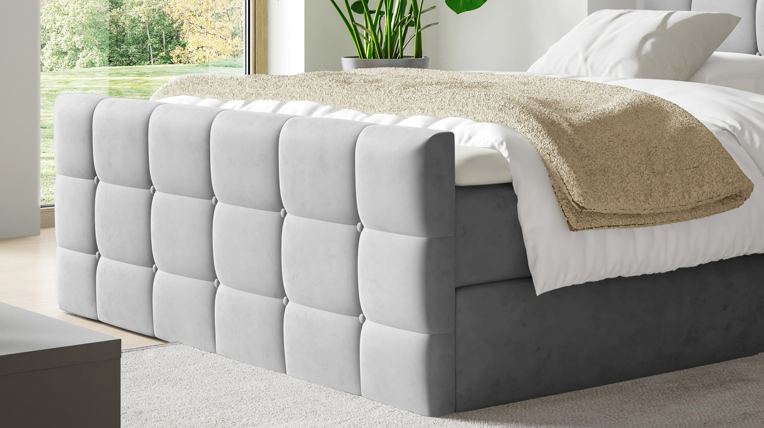 Boxbett 180 x 200 cm mit Bettkasten grau Samtbezug - BERLIN