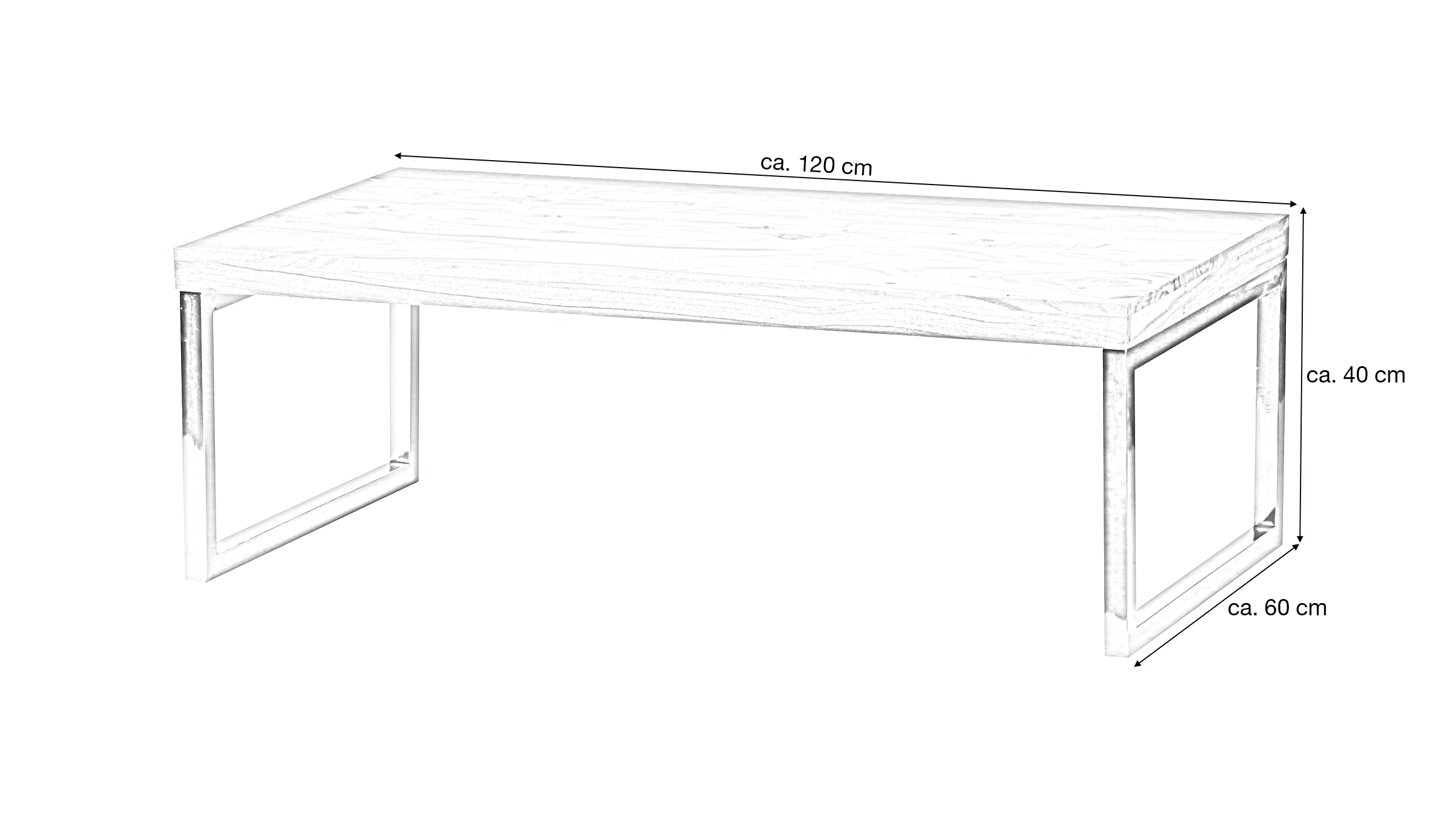 Couchtisch Akazie massiv lackiert 120 x 60 cm - GILDA 