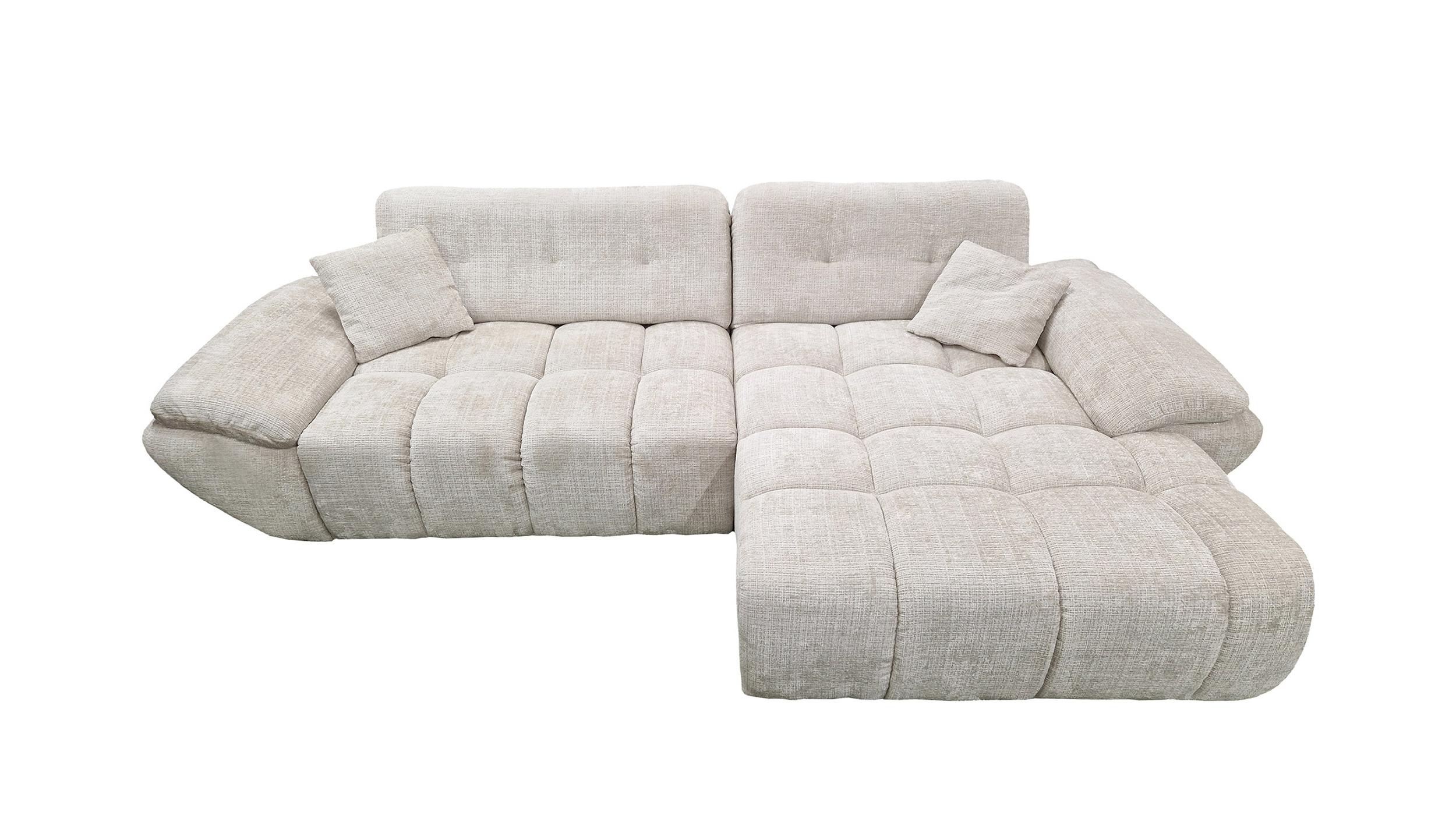 Ecksofa creme elektrisch ausfahrbar 308 cm - OT rechts - HUGO