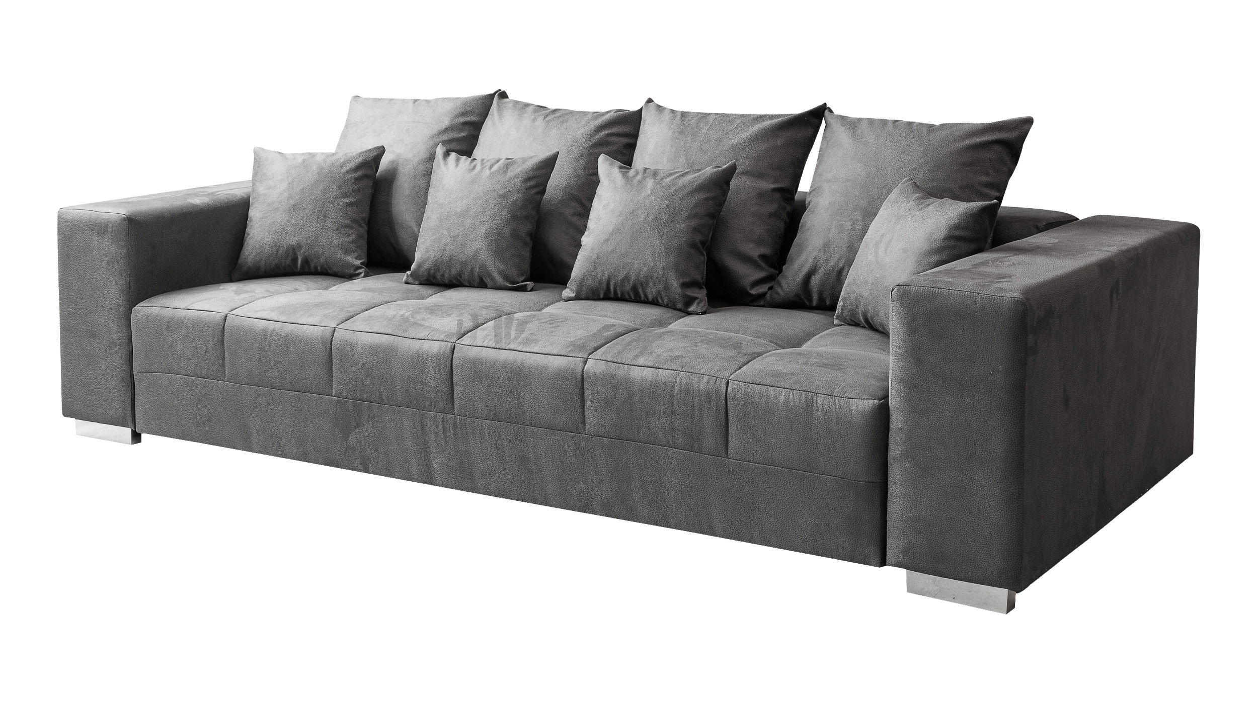 Big Sofa grau Vintage - 254 cm - Microfaser - BORNEO
